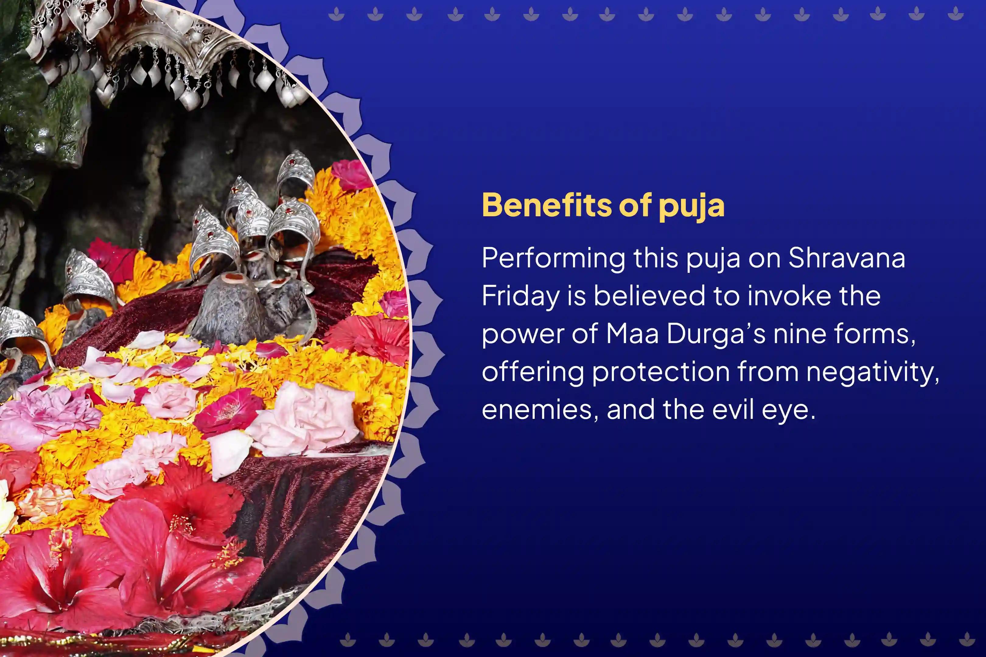 Participate in the Shravana Shukravaar Durga Puja Special Durga Nav Chandi Puja and Homam at Katra Teerth Kshetra for protection from negativity, enemies, and evil eye