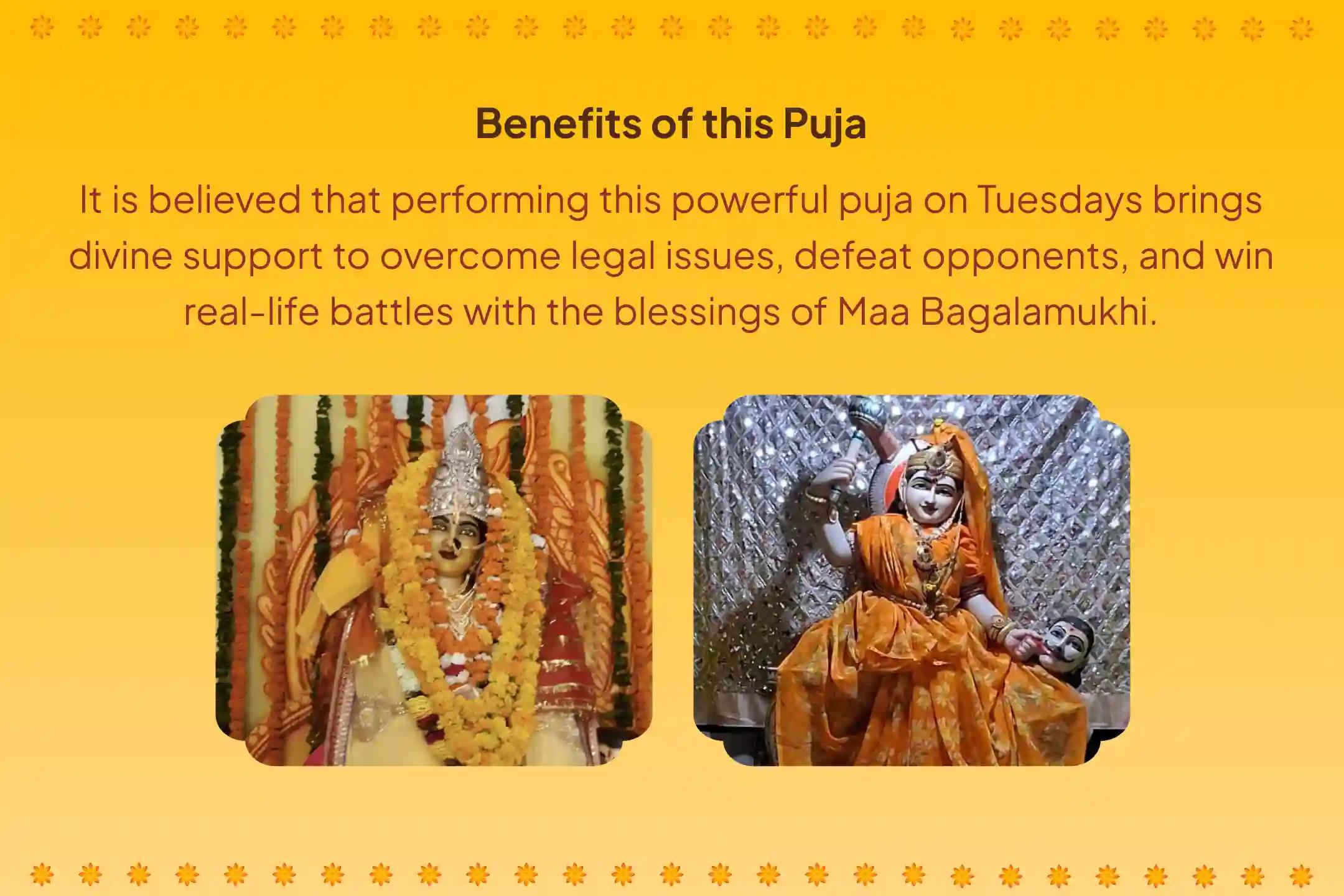 Participate in the Goddess of Court Cases Special Maa Baglamukhi Shatru Samhara Homam for blessings of victory in court cases and real-life battles