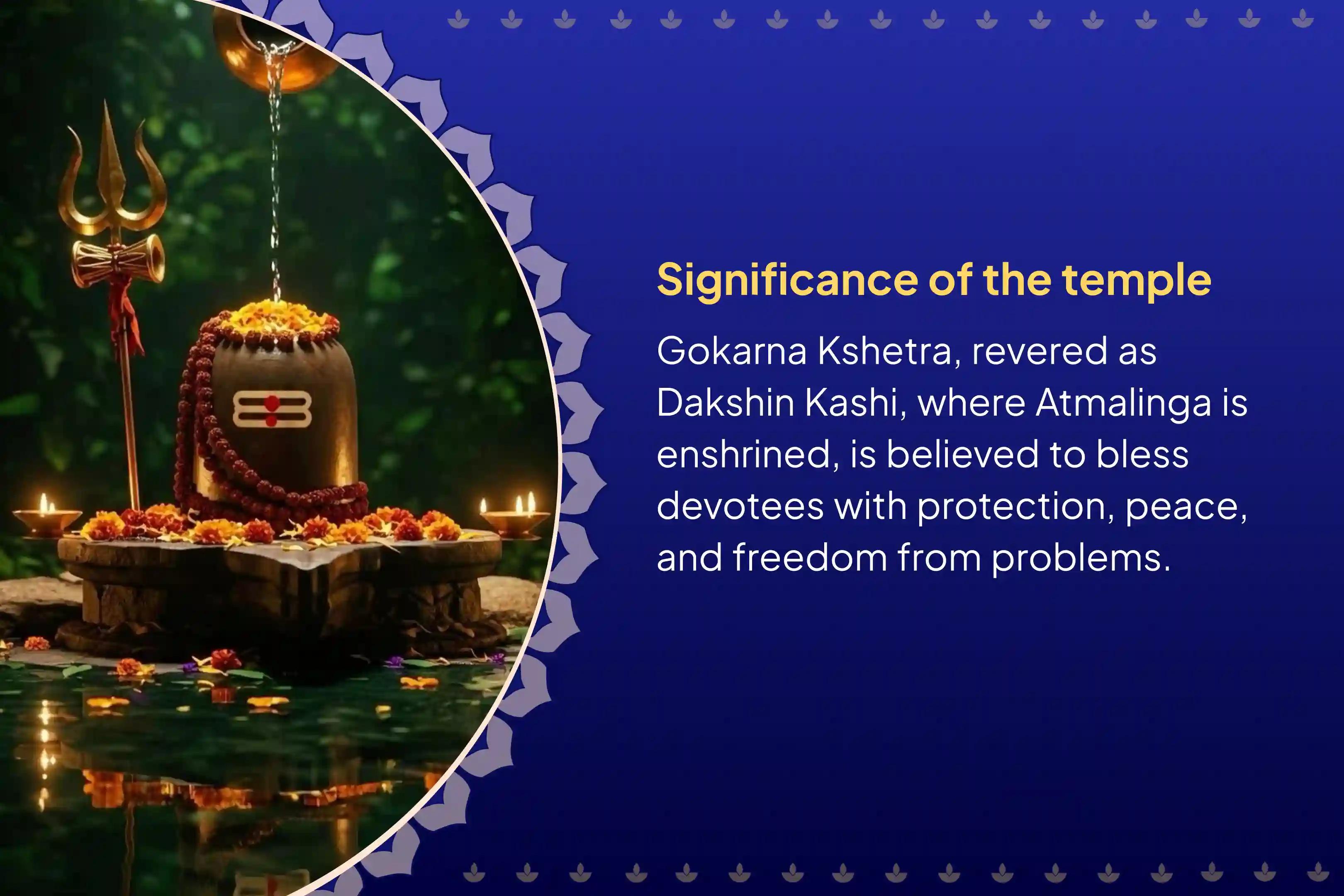 Participate in the Last Shravana Somvaram Gokarna Atma Lingam Kshetra Special Gokarna Special Rudrabhishek, and Rudra Homam for fulfillment of your desires in the Atma Lingam Kshetra
