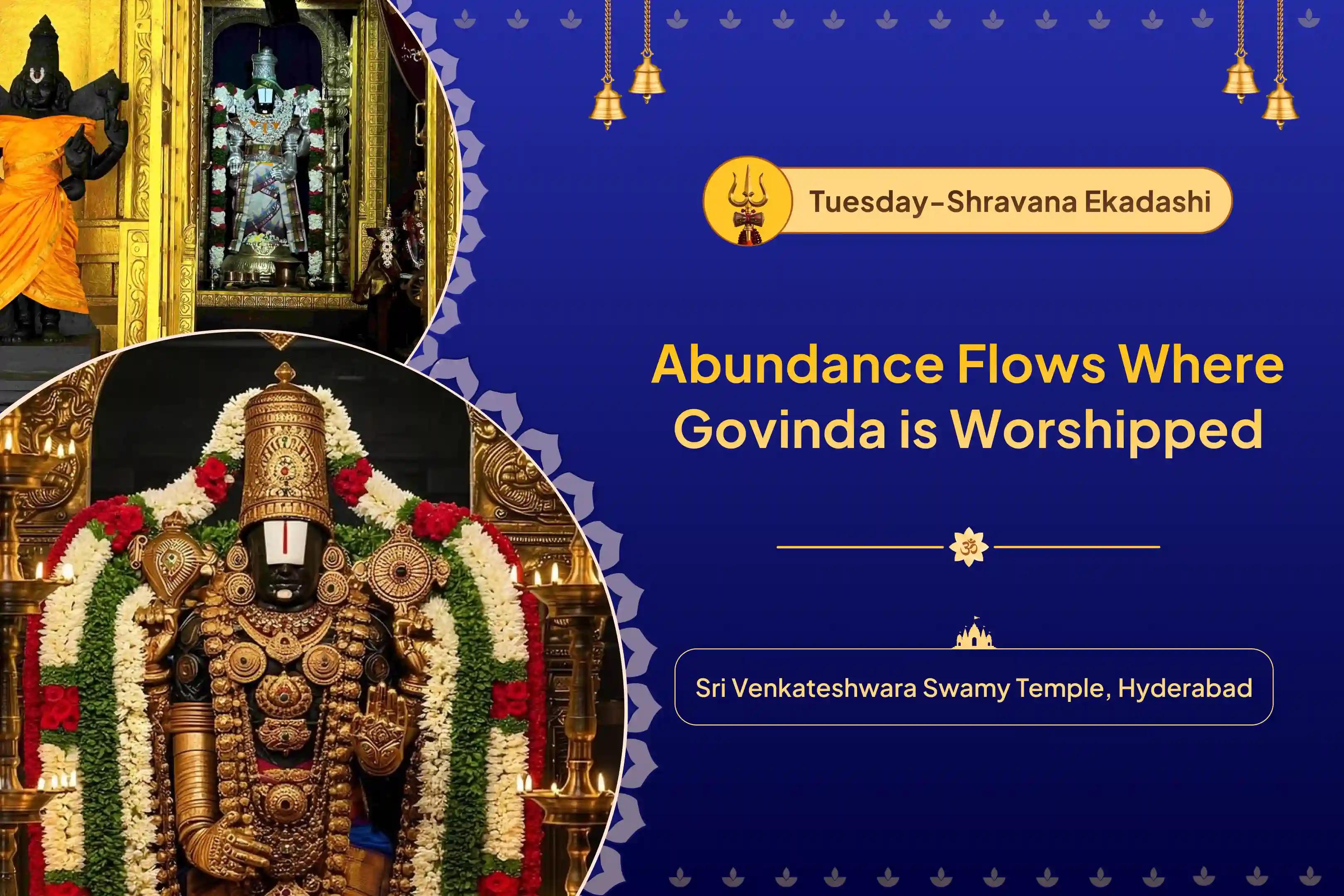Participate in the Tuesday and Ekadashi Venaketshwara Swamy Special Ashtadala Pada Padmaradhana and Venkateshwara Tirumanjanam to invoke Venkateshwara's blessings and attract wealth and wisdom