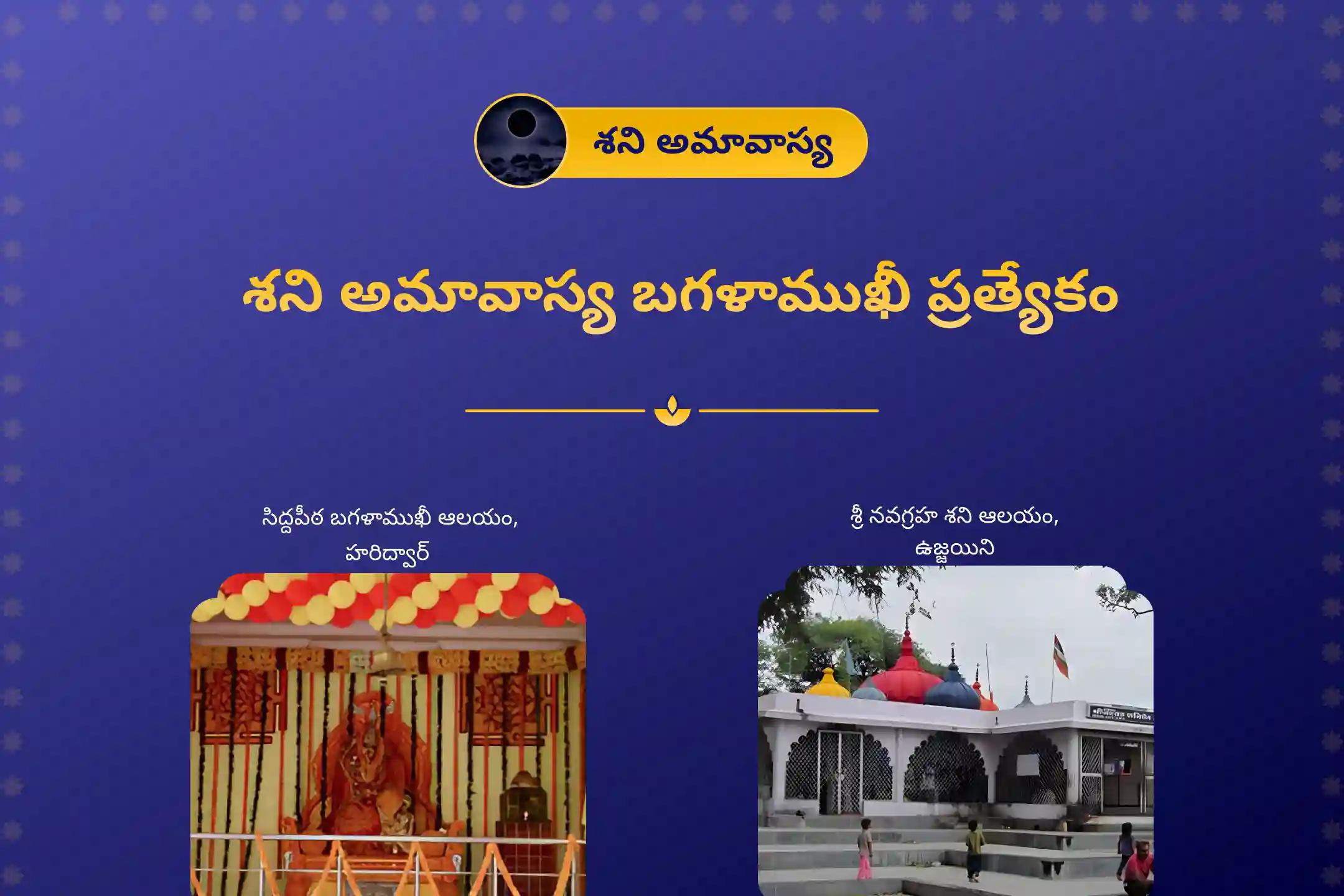 తాంత్రిక దాడులు, క్షుద్ర పూజ మరియు ప్రతికూల శక్తులను నివారించడానికి శని అమావాస్య బగళాముఖీ ప్రత్యేక 1.25 లక్షల బగళాముఖీ మూల మంత్ర జపం, బగళాముఖీ-ప్రత్యంగిర కవచ పారాయణం, మరియు శని శాంతి హోమంలో పాల్గొనండి.