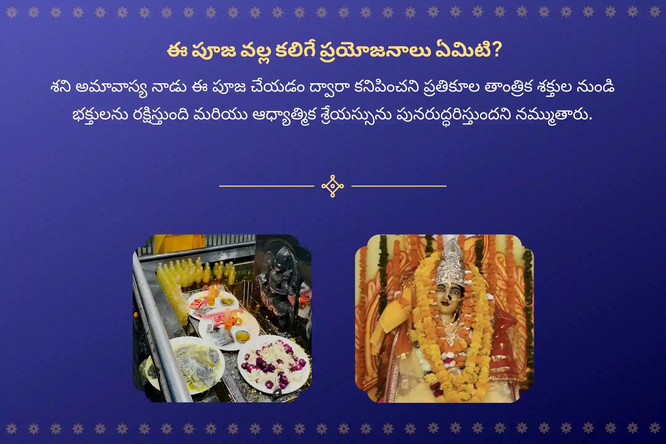 తాంత్రిక దాడులు, క్షుద్ర పూజ మరియు ప్రతికూల శక్తులను నివారించడానికి శని అమావాస్య బగళాముఖీ ప్రత్యేక 1.25 లక్షల బగళాముఖీ మూల మంత్ర జపం, బగళాముఖీ-ప్రత్యంగిర కవచ పారాయణం, మరియు శని శాంతి హోమంలో పాల్గొనండి.