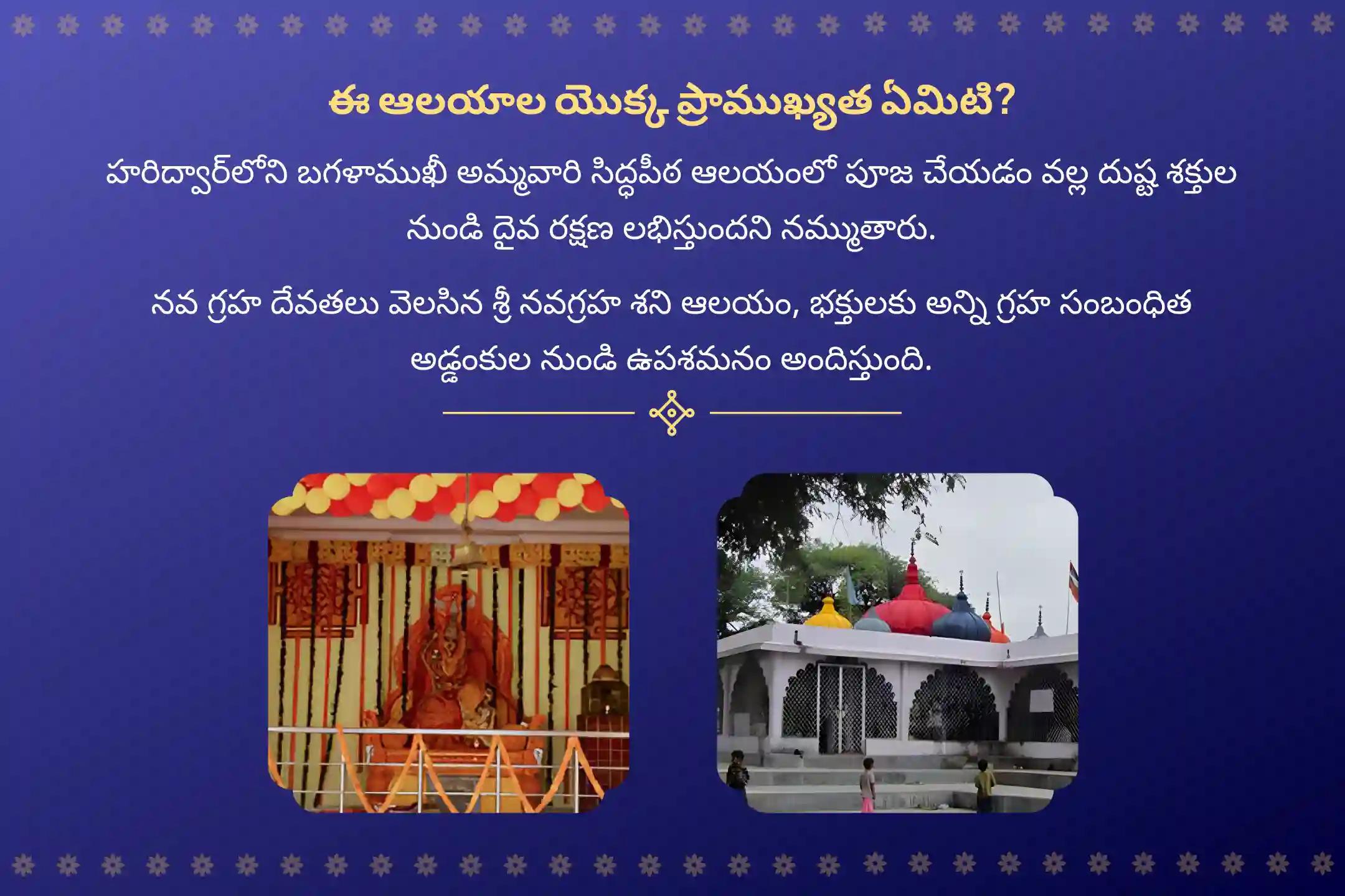తాంత్రిక దాడులు, క్షుద్ర పూజ మరియు ప్రతికూల శక్తులను నివారించడానికి శని అమావాస్య బగళాముఖీ ప్రత్యేక 1.25 లక్షల బగళాముఖీ మూల మంత్ర జపం, బగళాముఖీ-ప్రత్యంగిర కవచ పారాయణం, మరియు శని శాంతి హోమంలో పాల్గొనండి.
