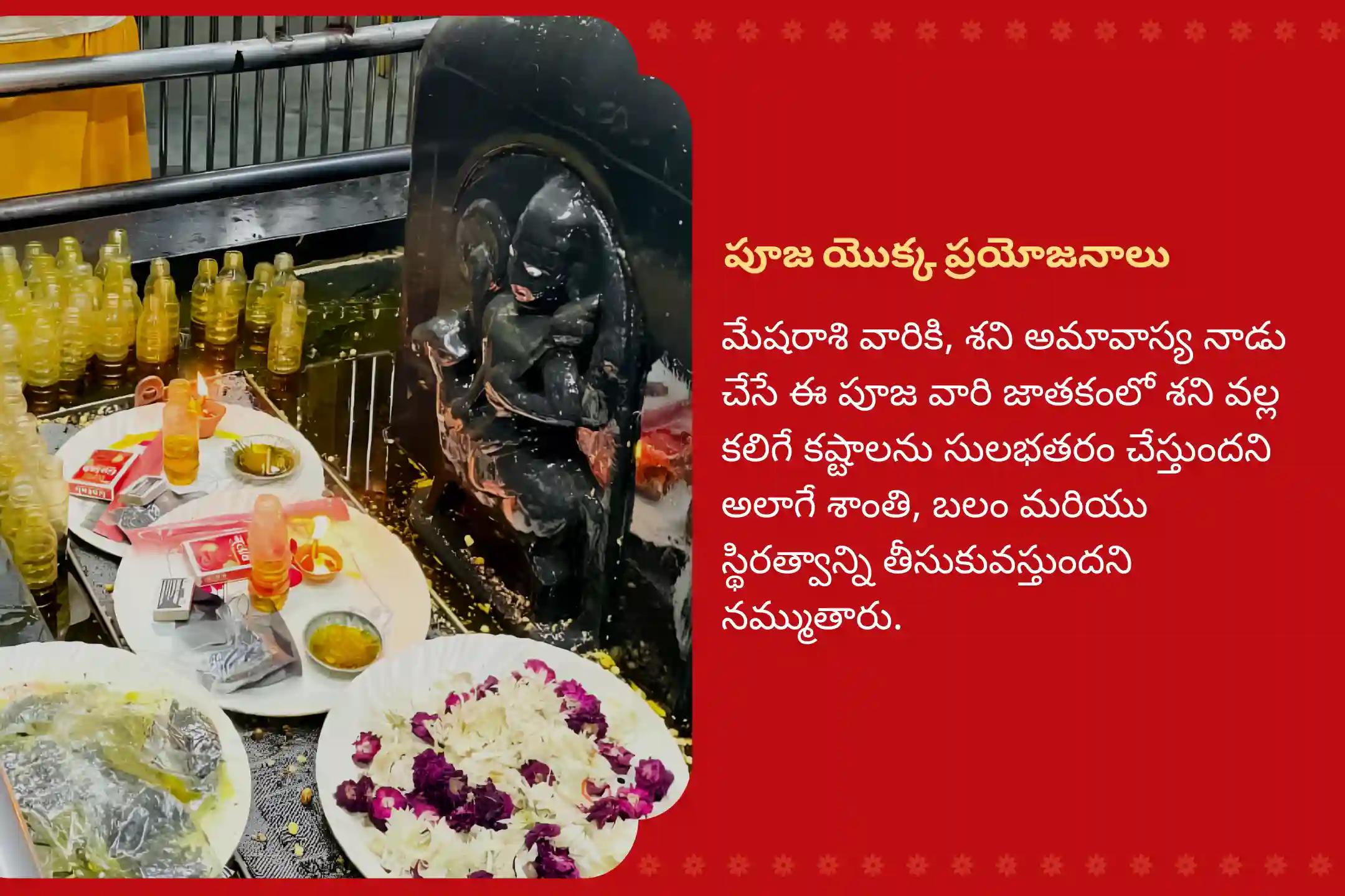 శని దోషం నుండి ఉపశమనం పొందడానికి శని అమావాస్య మేషరాశి ప్రత్యేక శని దోష శాంతి పూజలో పాల్గొనండి.