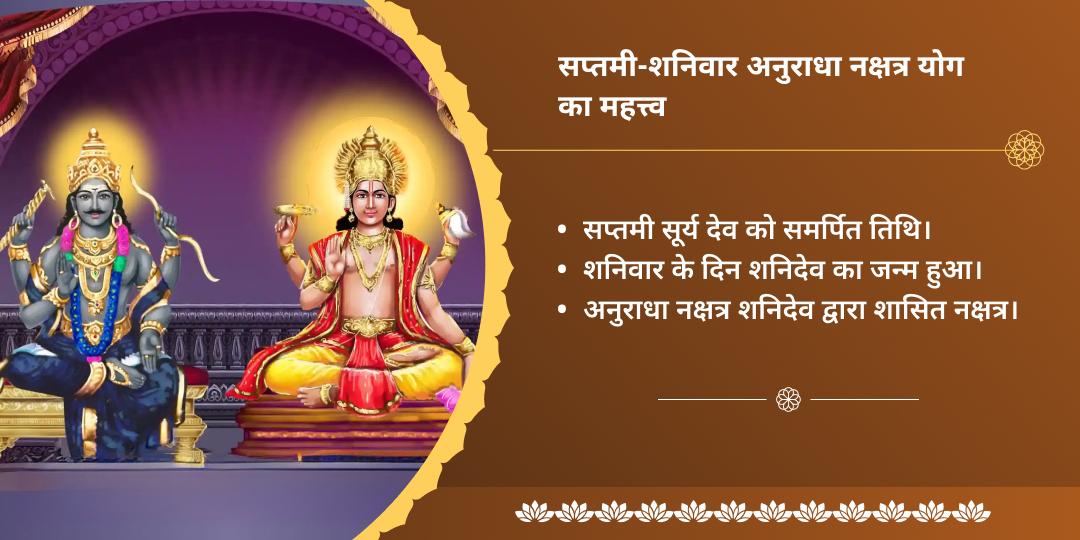 सप्तमी शनिवार अनुराधा नक्षत्र योग सूर्य एवं शनि चढ़ावा