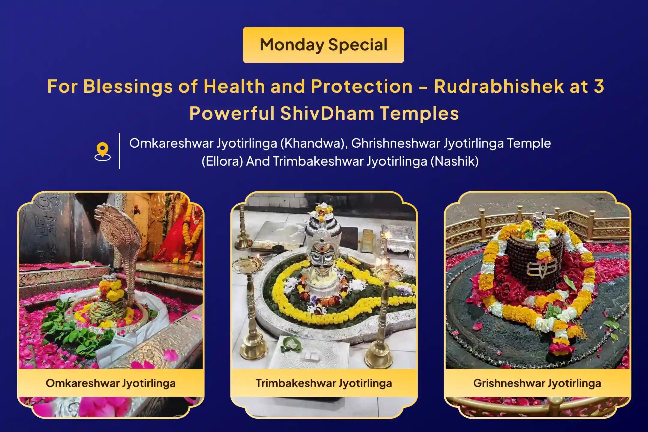 Last Before Pitru Paksha 3-Jyotirlinga Power Ritual 3 -  Jyotirlinga - Trimbakeshwar, Omkareshwar and Ghrishneshwar Rudrabhishek and Rudra Homam For Blessings of Health, Protection, and Spiritual Empowerment
