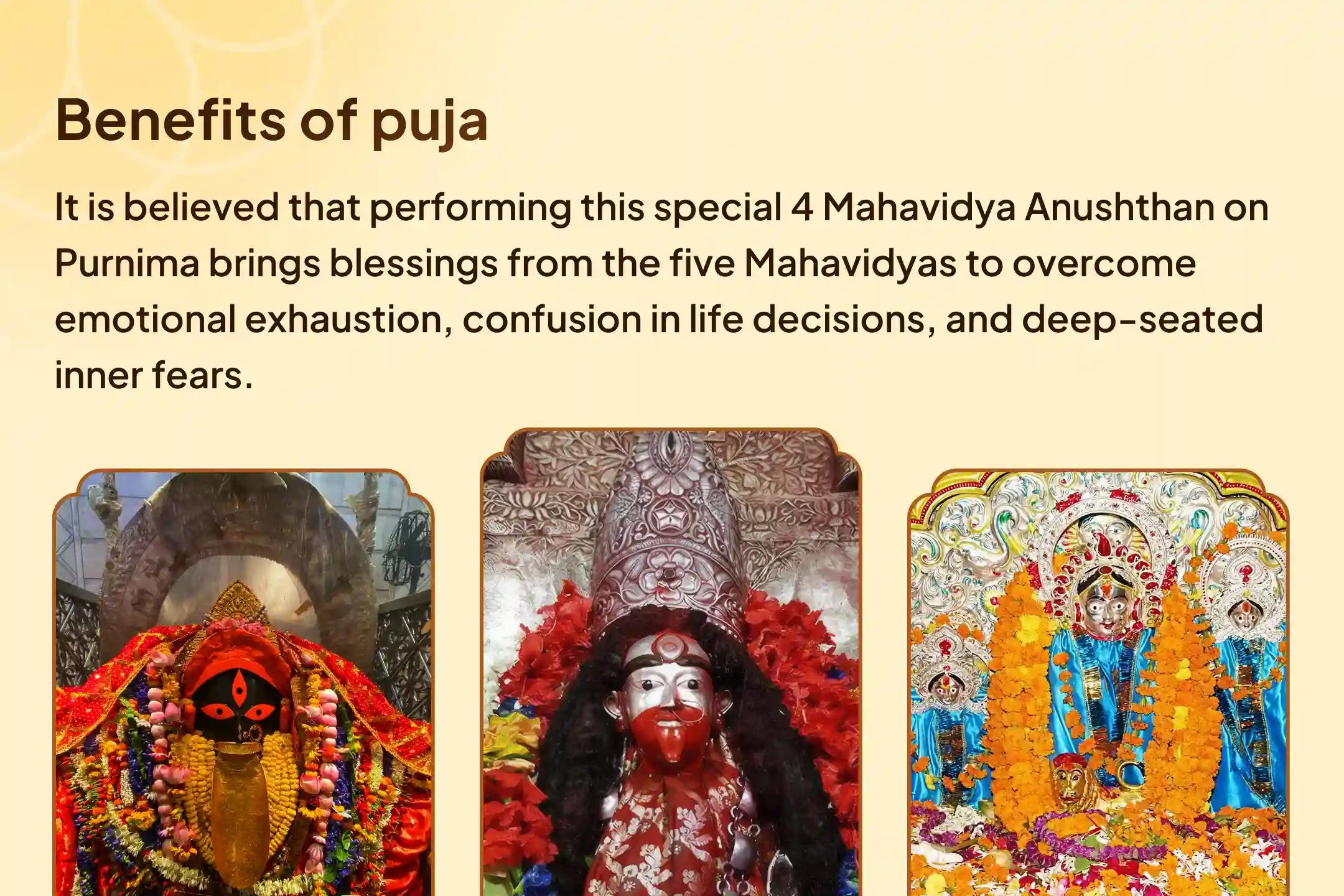 4 Shaktipeeth Tantra Special Maa Tara, Maa Kali, Maa Tripura Sundari and Maa Bhairavi Tantra Yukta Havan for Overcoming Emotional Burnout, Confusion in Life Decisions & Inner Fear