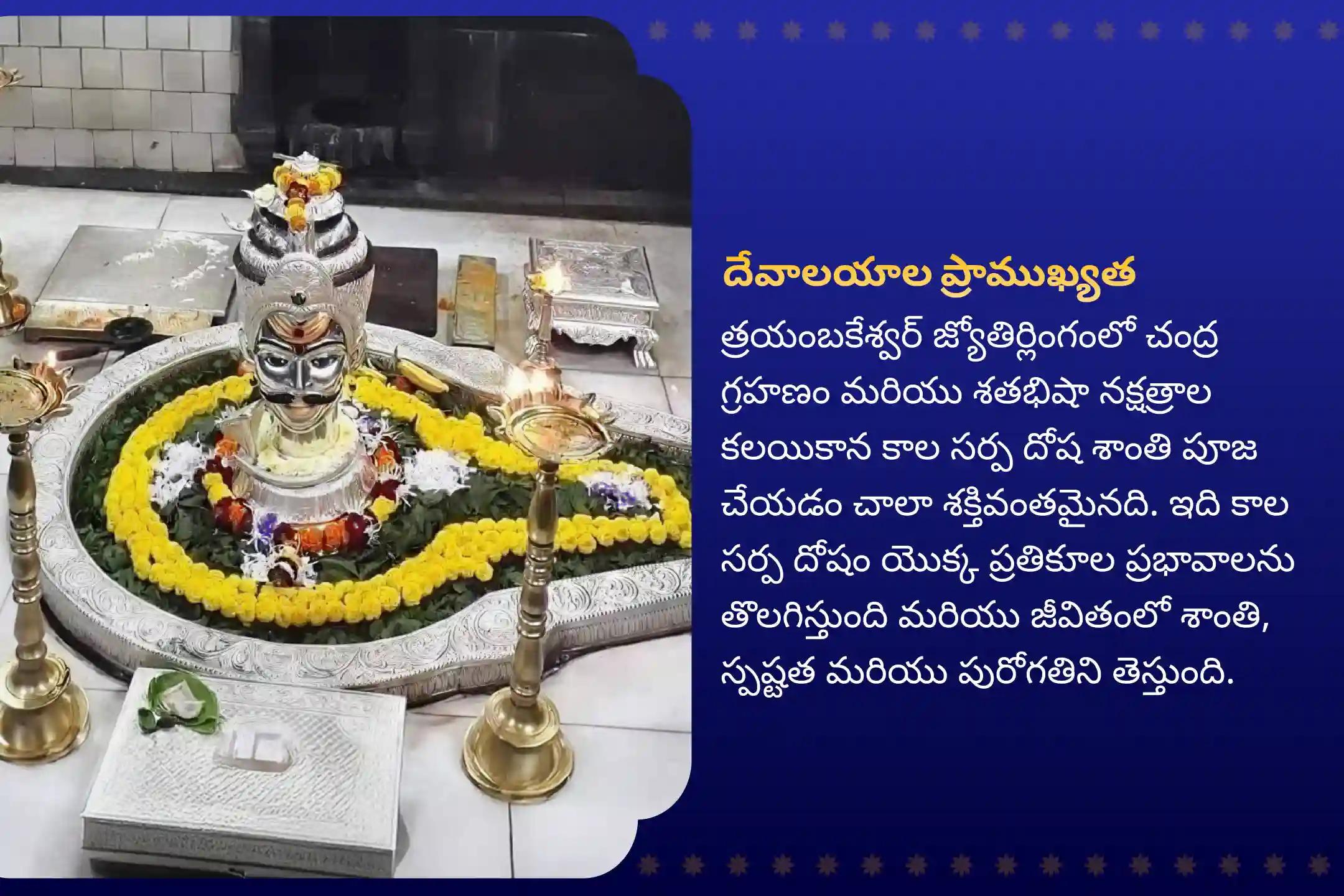 కాల సర్ప దోషం నుండి ఉపశమనం పొందడానికి త్రయంబకేశ్వర్ వద్ద చంద్ర గ్రహణం మరియు రాహు నక్షత్ర కాల సర్ప దోషం, త్రయంబకేశ్వర ప్రత్యేక కాల సర్ప దోషం శాంతి పూజలో పాల్గొనండి.