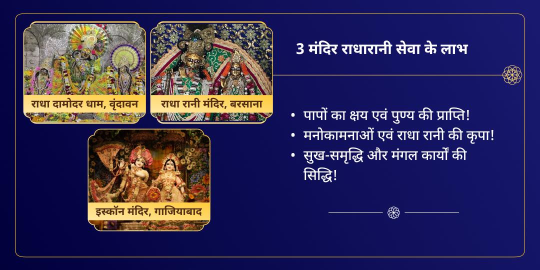 श्रीराधा जन्म महोत्सव राधा रानी, राधा दामोदर एवं इस्कॉन 3 मंदिर चढ़ावा
