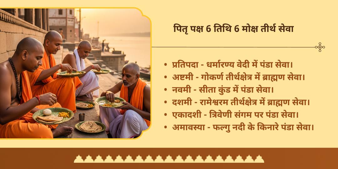 पितृ पक्ष 6 तिथि 6 मोक्ष तीर्थ सर्वपितृ तृप्ति पंडा सेवा संकल्प