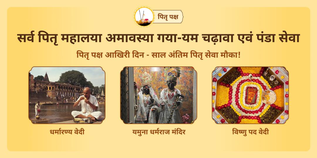पितृ शांति हेतु साल का आखिरी दिन! विष्णु पद एवं धर्मराज में चढ़ावा एवं मोक्ष तीर्थ गया में पंडा सेवा कर - पितृ शांति एवं कुल दोष शांति आशीर्वाद पाएं।