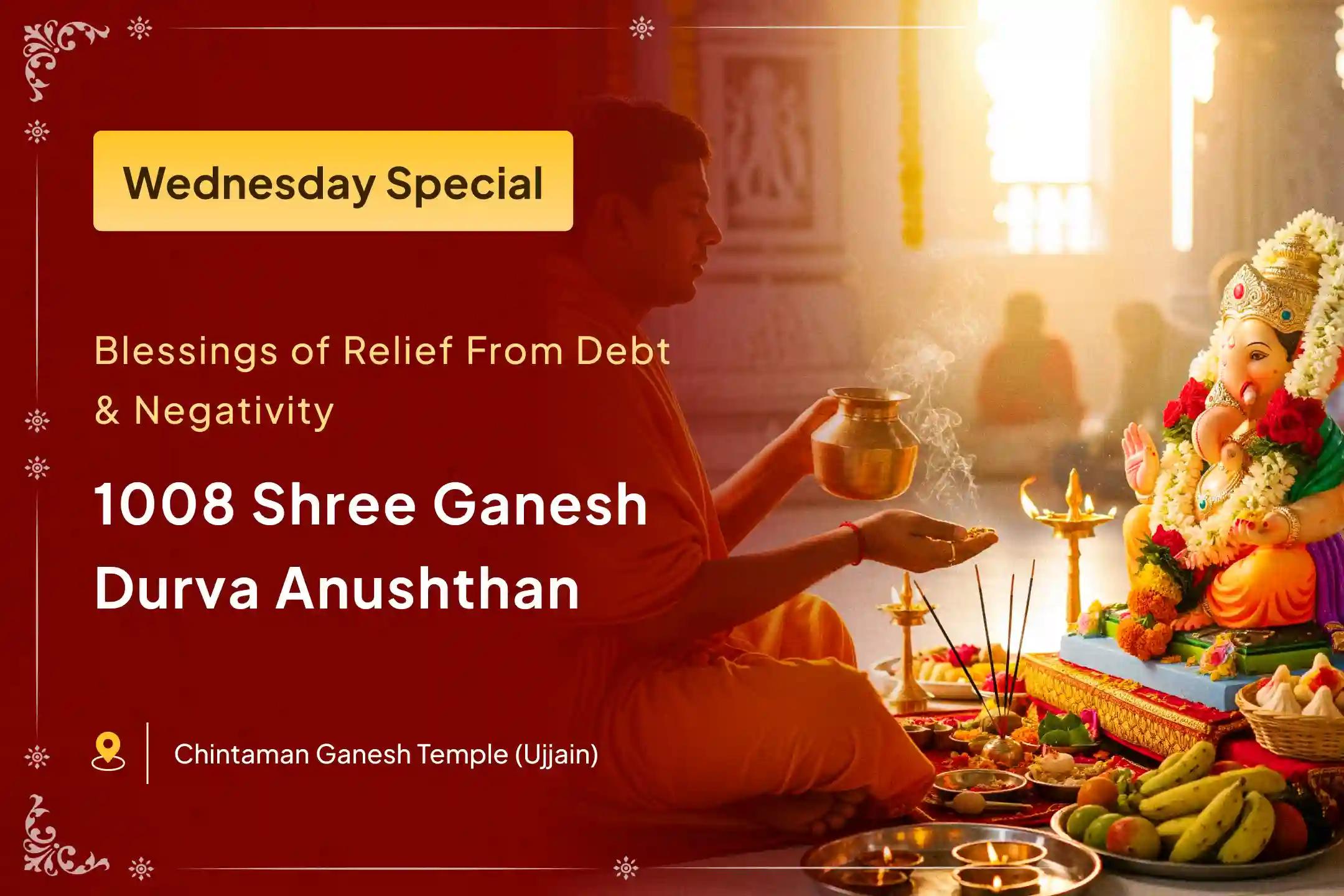 Wednesday Ganesh Debt-Relief Special Rin Nashak Ganesh Stotra Path, 1008 Ganesh Durva Archana and 108 Modak Arpan for Seeking Blessings for Debt-Relief and Overcoming Negativity