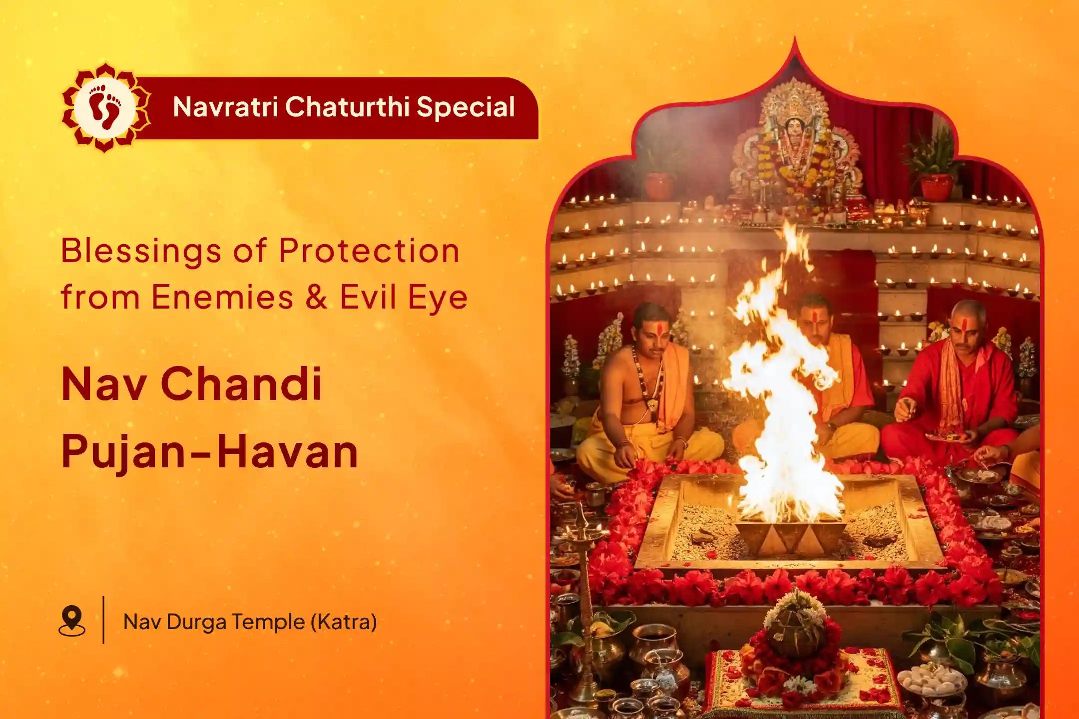 Navratri Friday Durga Puja Special Durga Nav Chandi Pujan and Havan at Katra Tirtha Kshetra for Protection from Negativity, Enemies, and Evil Eye