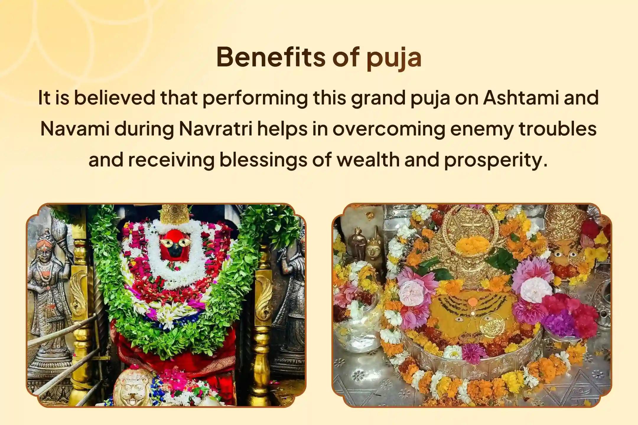 ✨💰 A golden chance to join the grand rituals of Maa Vindhyavasini and Maa Brijeshwari on Navratri Ashtami and Navami