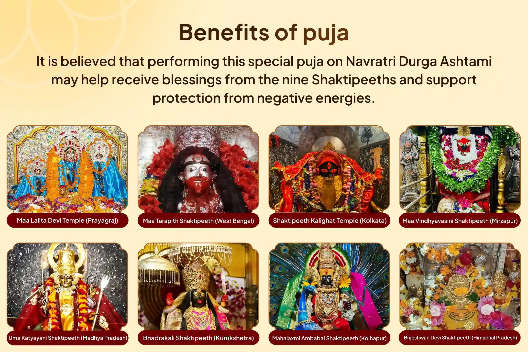 Special 8 Shaktipeeth Ashtami Special Durga Puja Navratri Ashtami 8 Shaktipeeth Maha Shakti Mahayagya, 1,25,000 Navarna Mantra Jaap and Kanya Bhojan to get Blessings from 8 Shaktipeeths and Protect yourself from Evil Energies