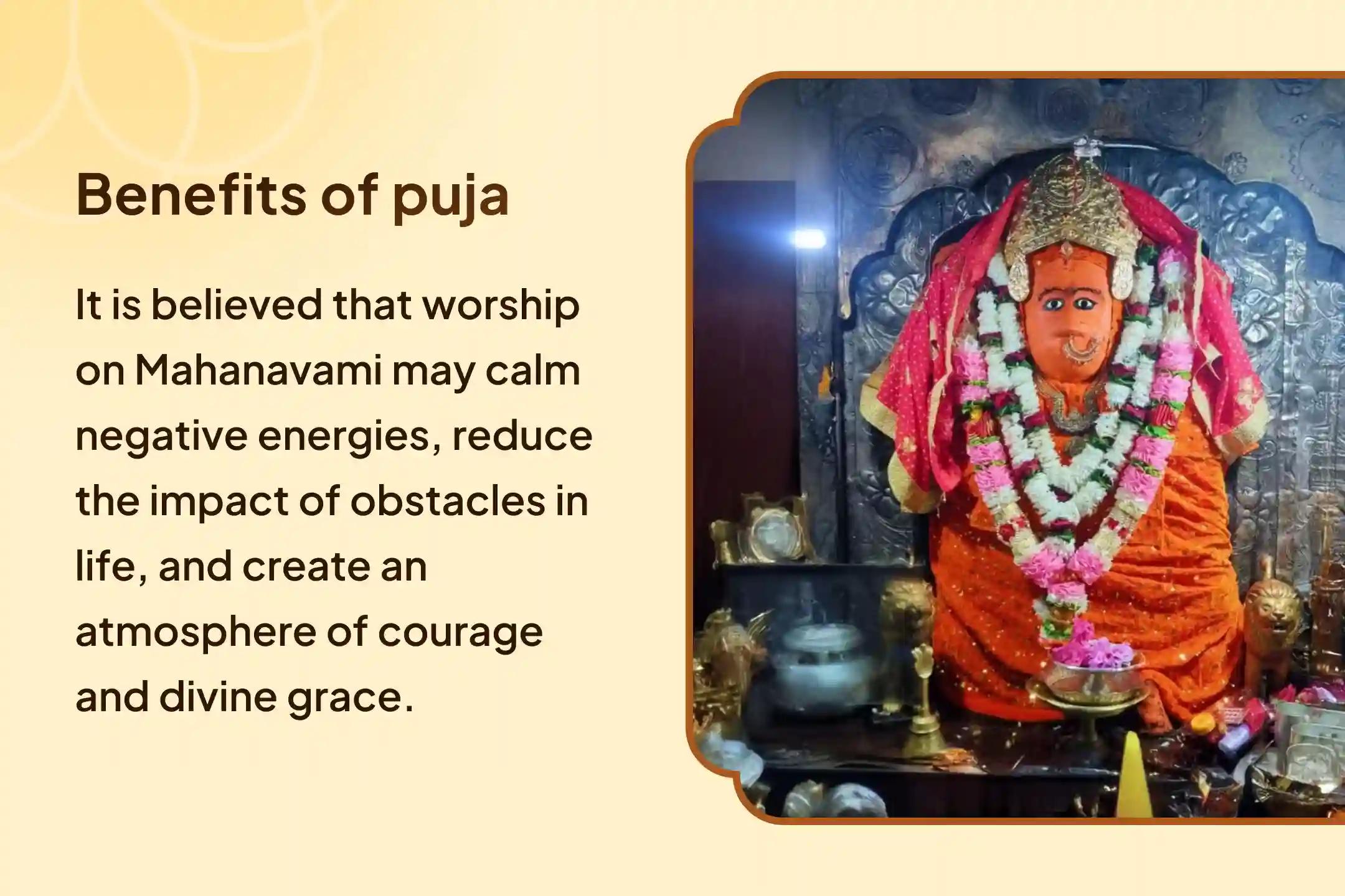 On the sacred occasion of Maha Navami, receive blessings for enemy destruction and relief from life’s troubles through 11,000 Chamunda Ashtakshari Mantra Jaap Red Pushp Archana and Durga Havan