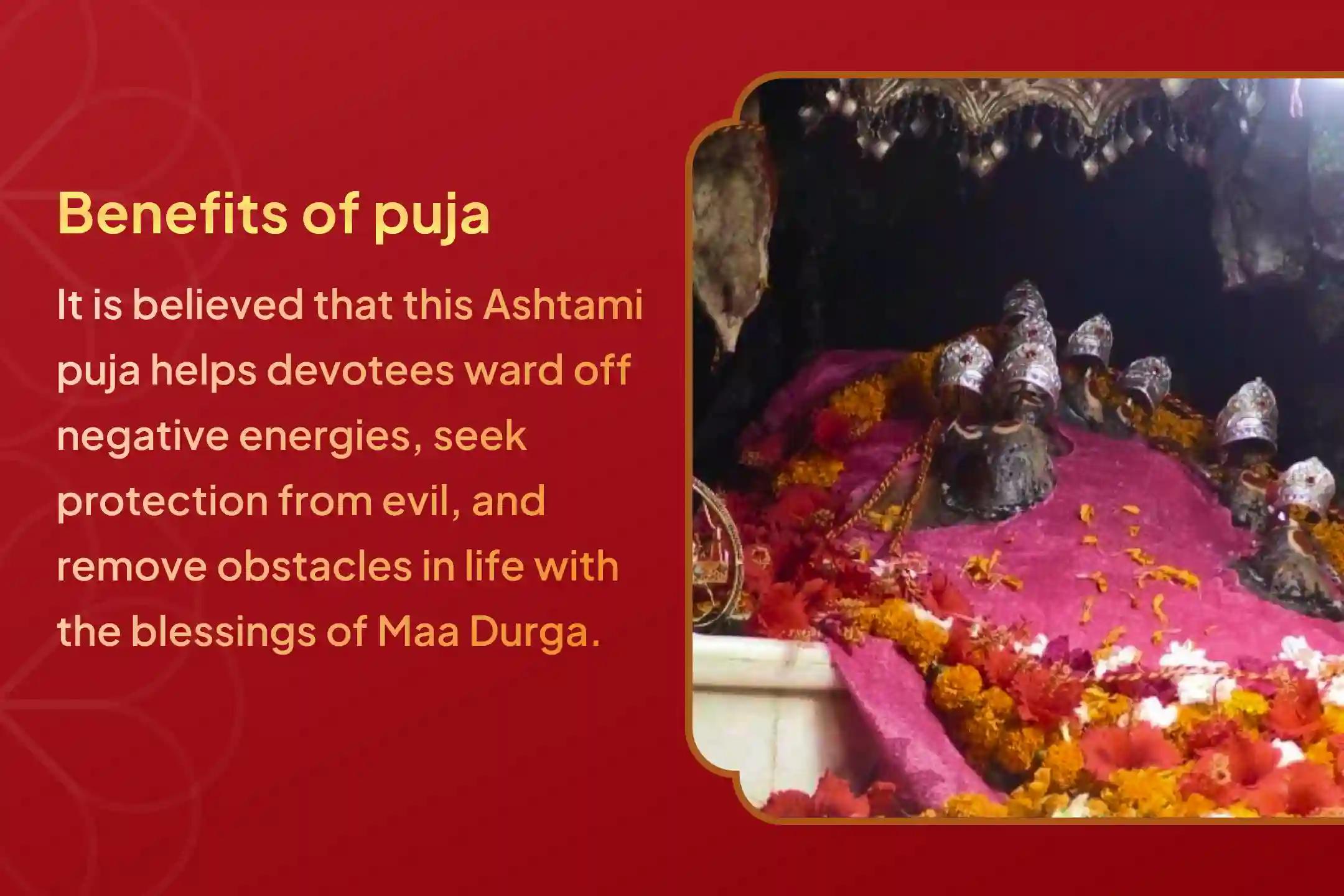 Participate in the Navratri Maha Ashtami Maa Durga Special Maa Durga Ashtottaram Shatanamavalli, and Chandi Homam to get rid of negative energies and protection from evil