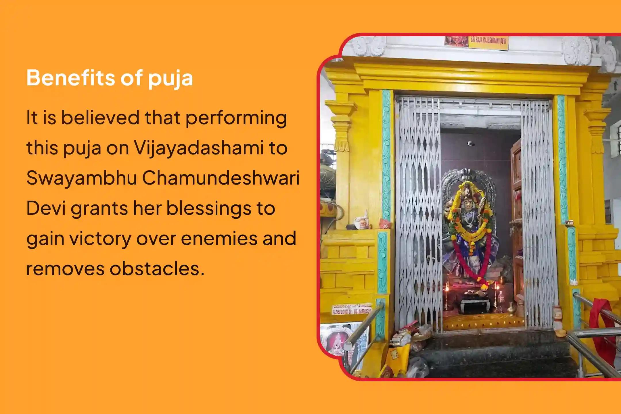 Participate in the Vijayadashami Chamundeshwari Temple Special Chandika Homa and Raksha Kavach Parayanam to seek the blessings of victory over enemies