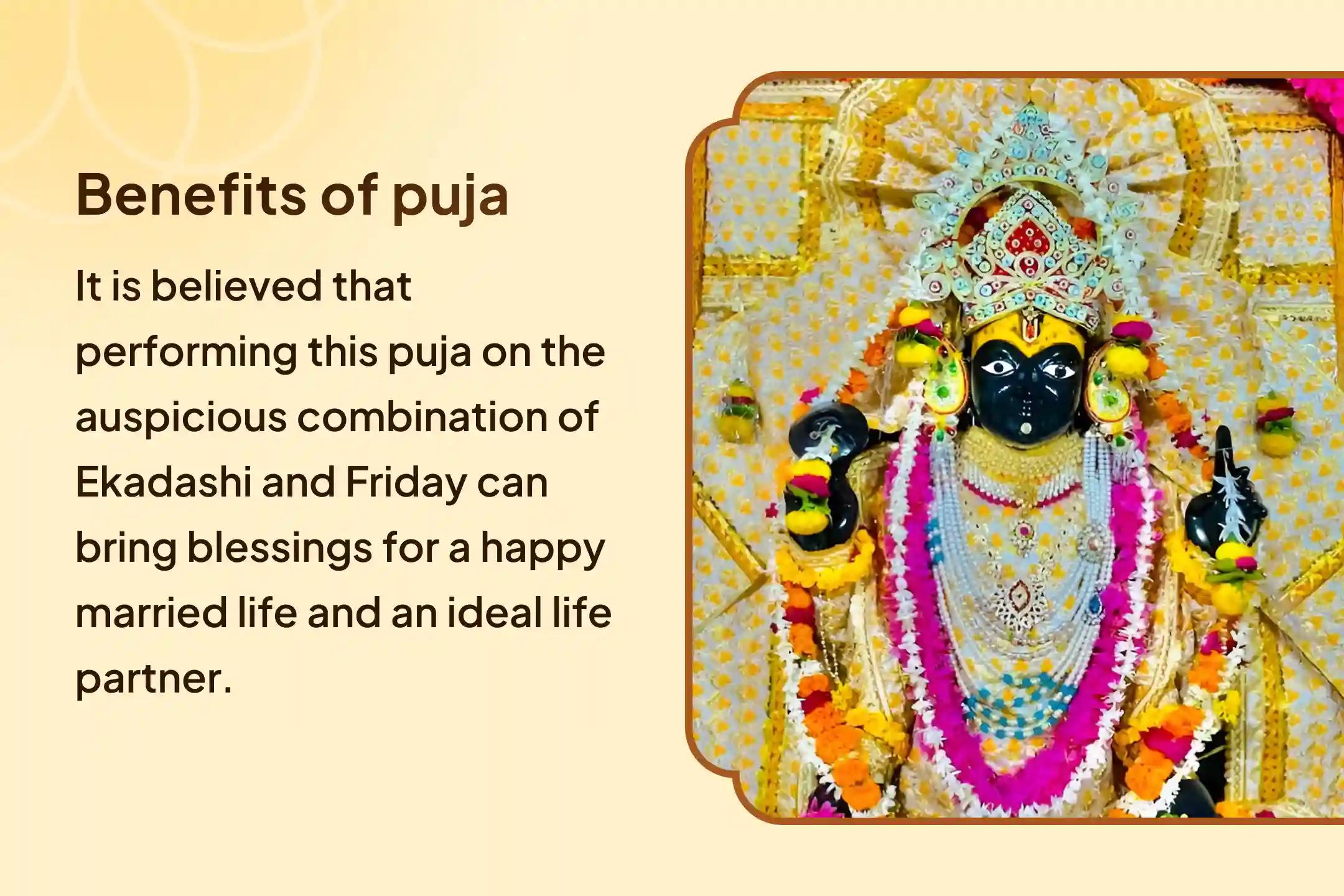 💍 To receive blessings for a happy married life and an ideal life partner, 🌸 participate in the Lakshmi-Narayan Couple Shodashopachar Puja on the auspicious occasion of Ekadashi. 🕉️✨