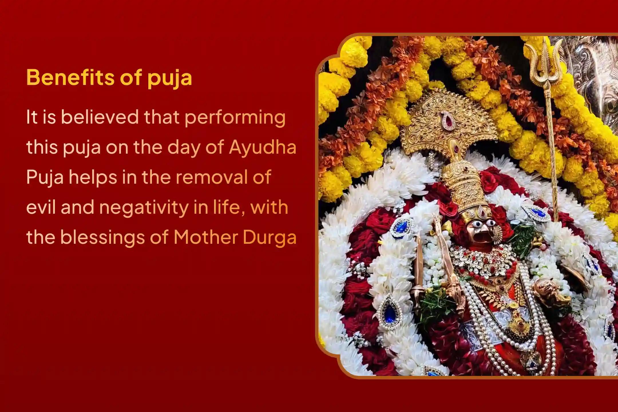 Participate in the Ayudha Puja Protection from Evil Special Ayudha Alankaram, Durga Saptashati Parayanam, and Chandi homam for protection from evil and negative forces