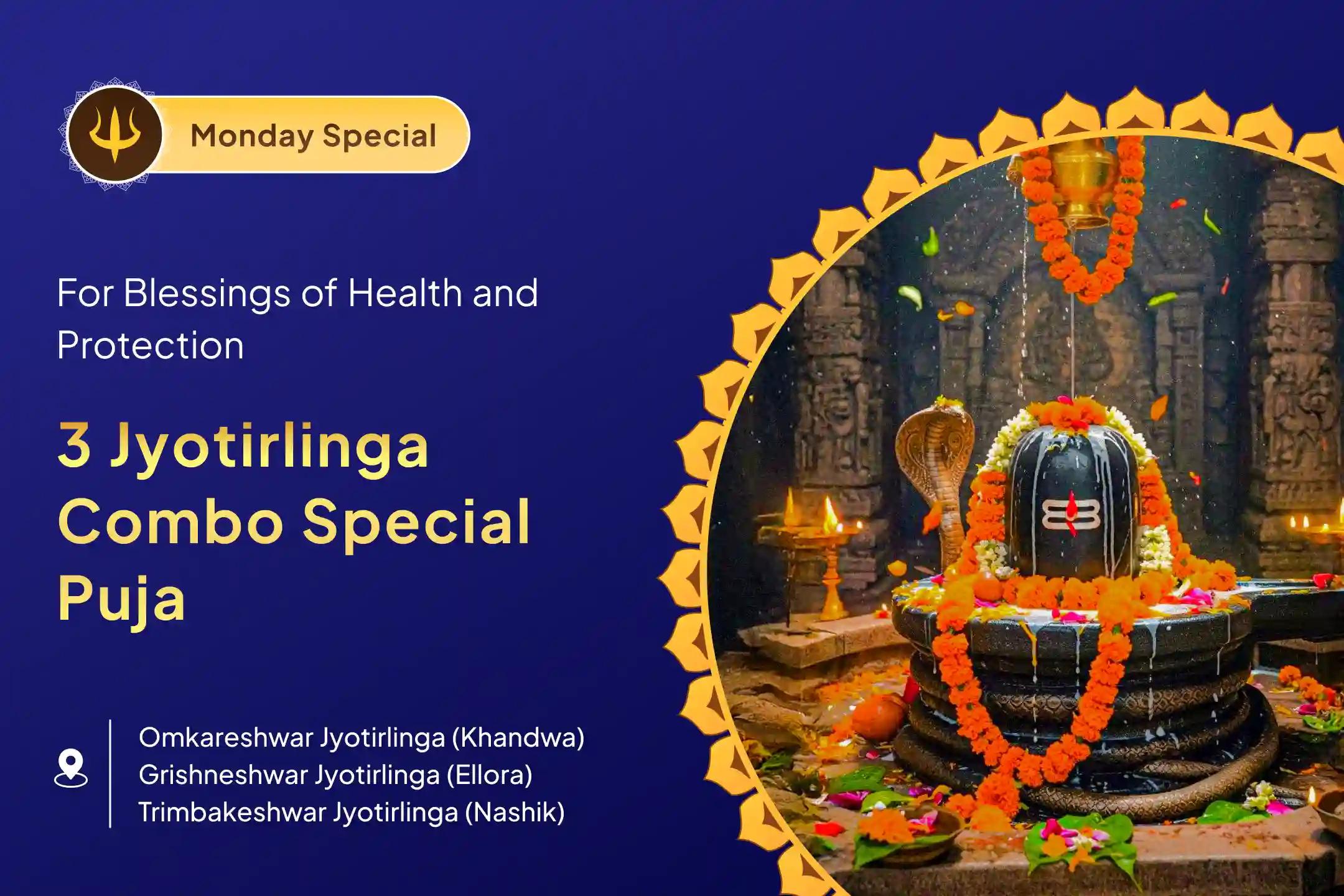 🙏 Receive divine blessings for better health and protection for your family through Rudrabhishek and Havan at 3 Jyotirlingas ✨
