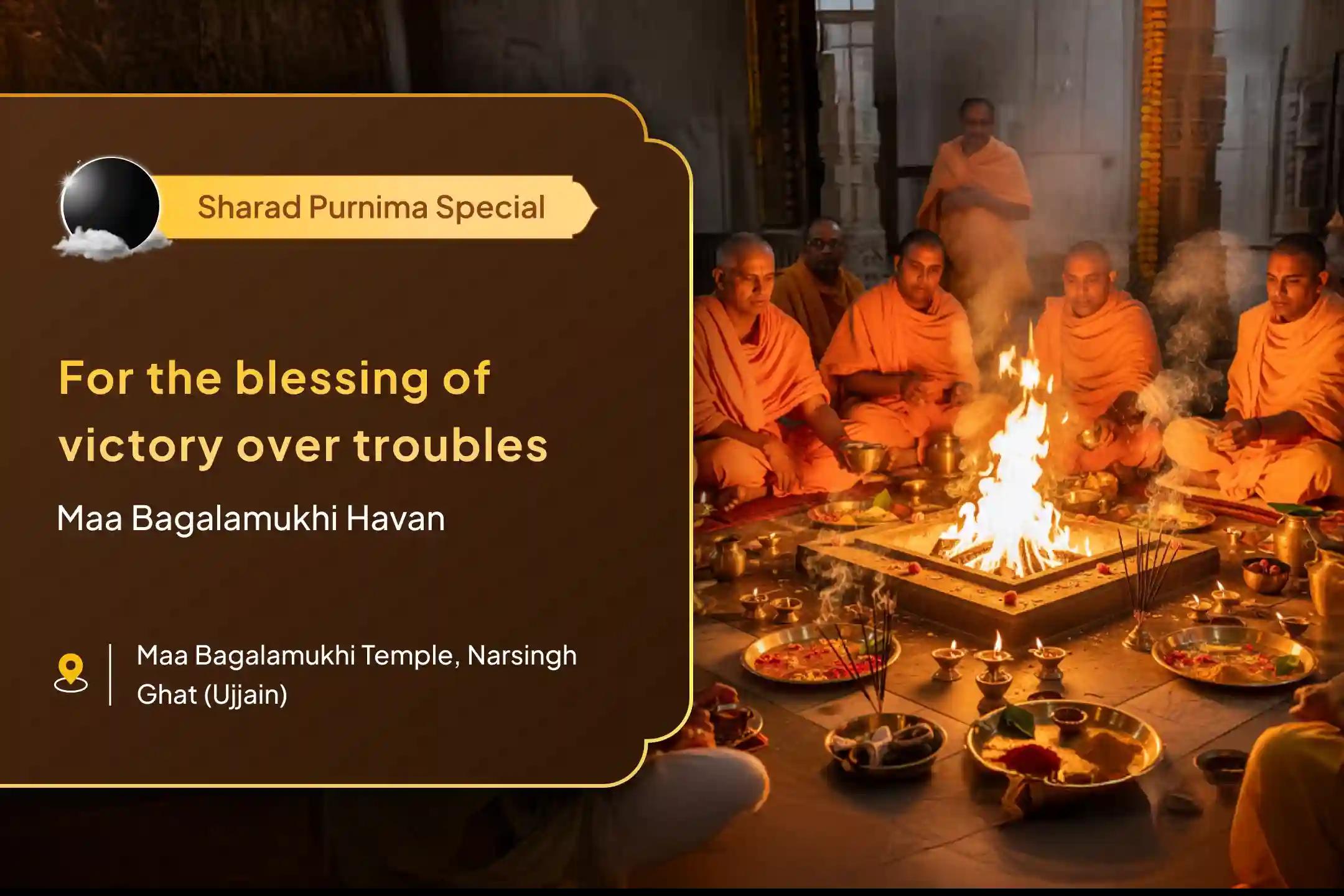 ✨ To gain control over difficult and uncontrolled situations 🌕 On the auspicious occasion of Sharad Purnima, perform 🔱 Bagalamukhi Havan and 📿 36,000 Mool Mantra Jaap by 21 Brahmins 🙏