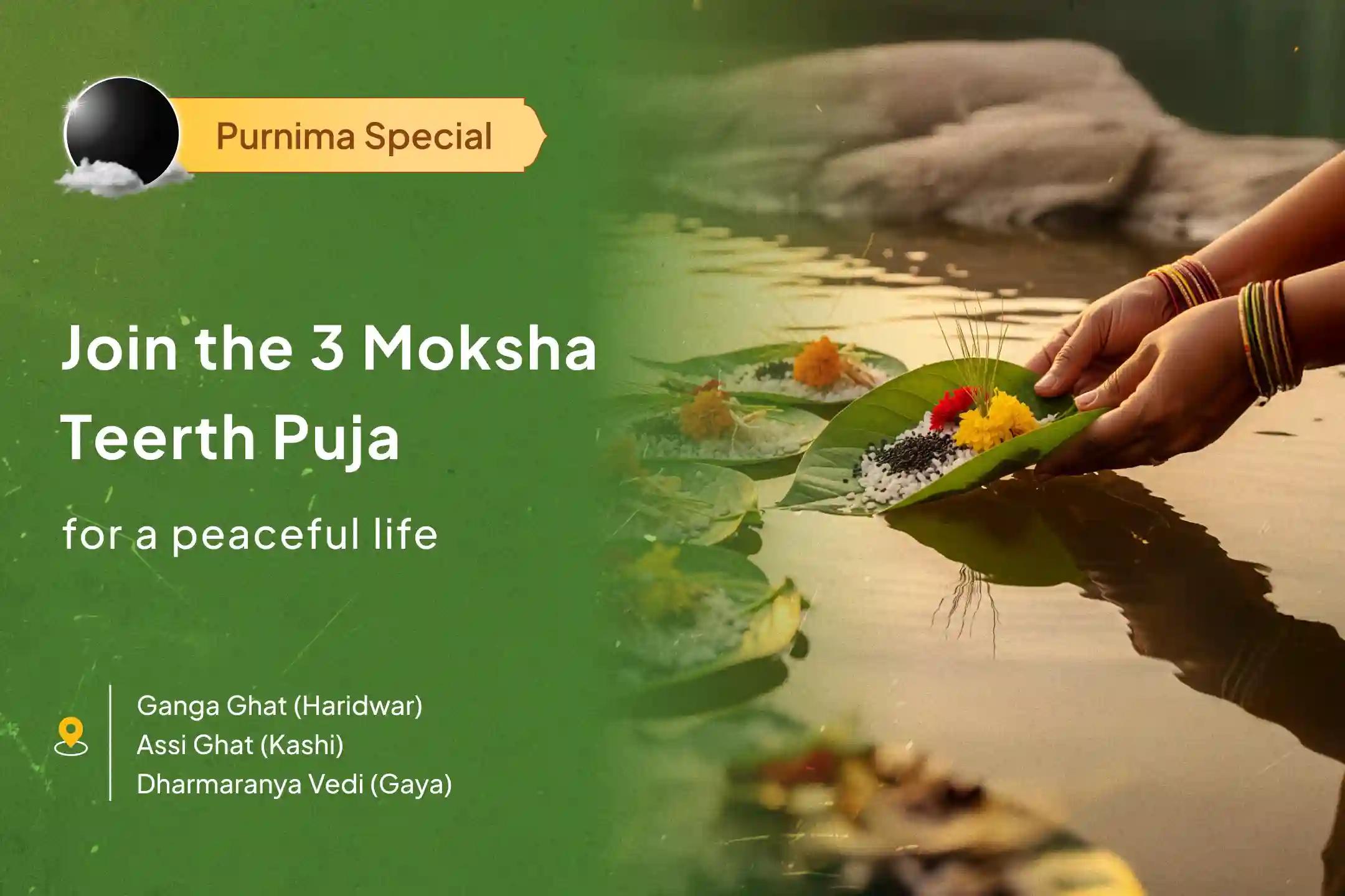 🌓 Join the Purnima 3 Moksha Teerth Pitru Shanti Puja to seek relief from ancestral karmas and invite peace into your life 🙏🌊🕉️