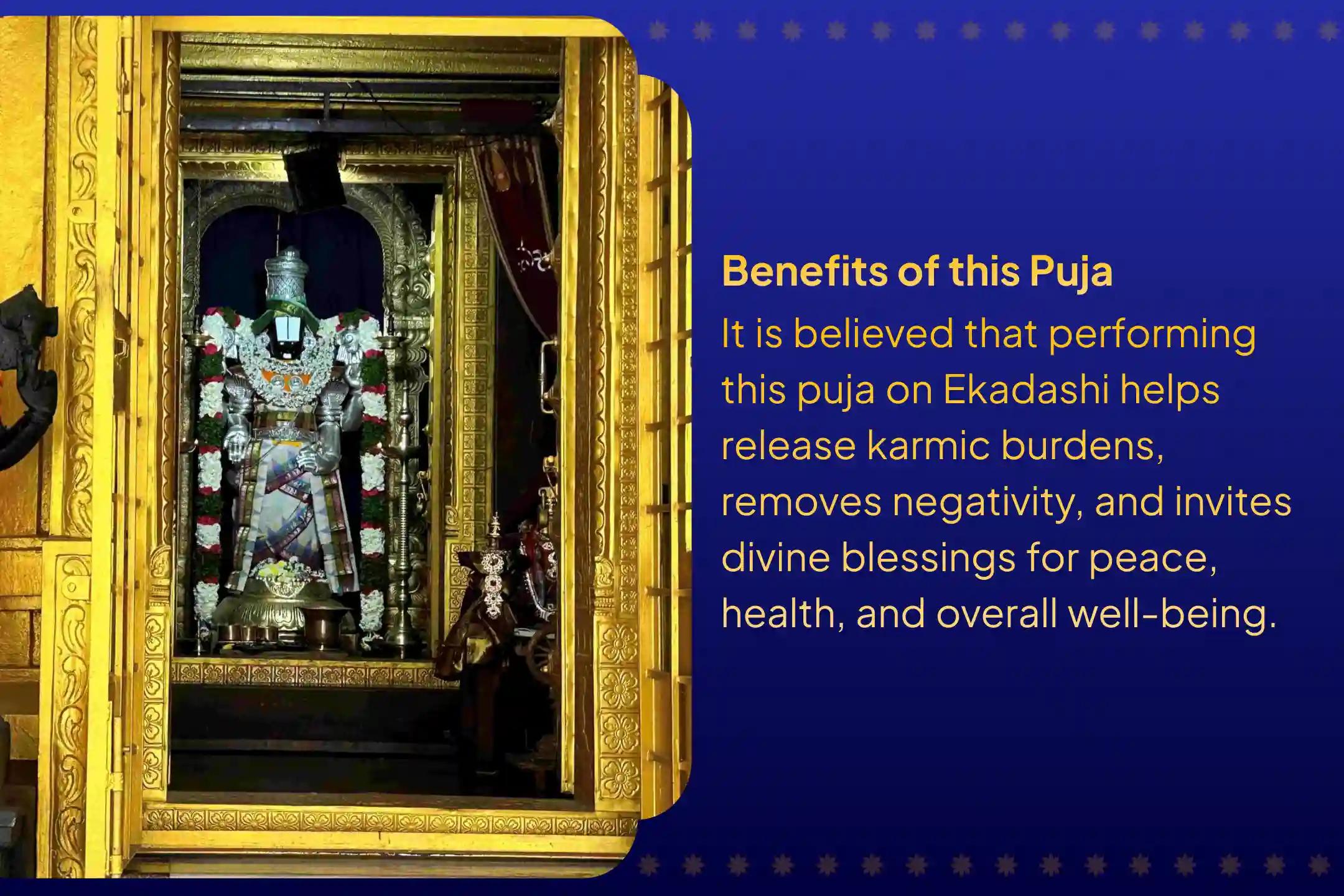 Participate in the Ekadashi Venkateshwara Swamy special Sahasra Tulsi Dal Archana and Venkateshwara Vaibhav Homam to free yourself from karmic cycles and negativity.