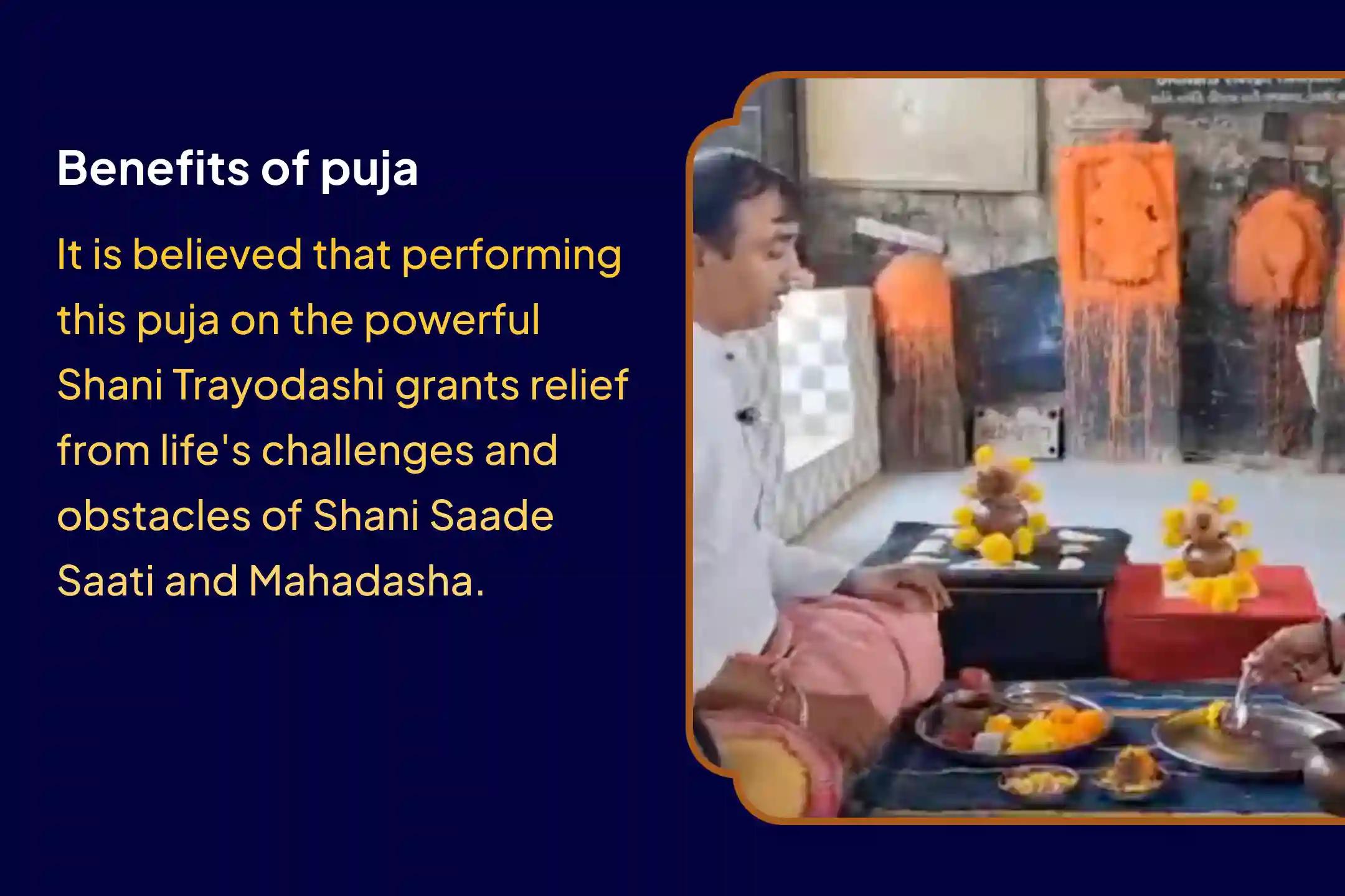 Participate in the Birth Place of Shani - Shani Trayodashi Special Shani Saade Saati Peeda Shanti Mahapuja, Shani Til Tel Abhishek, and Mahadasha Shanti Mahapuja for relief during saade saati and overcoming obstacles