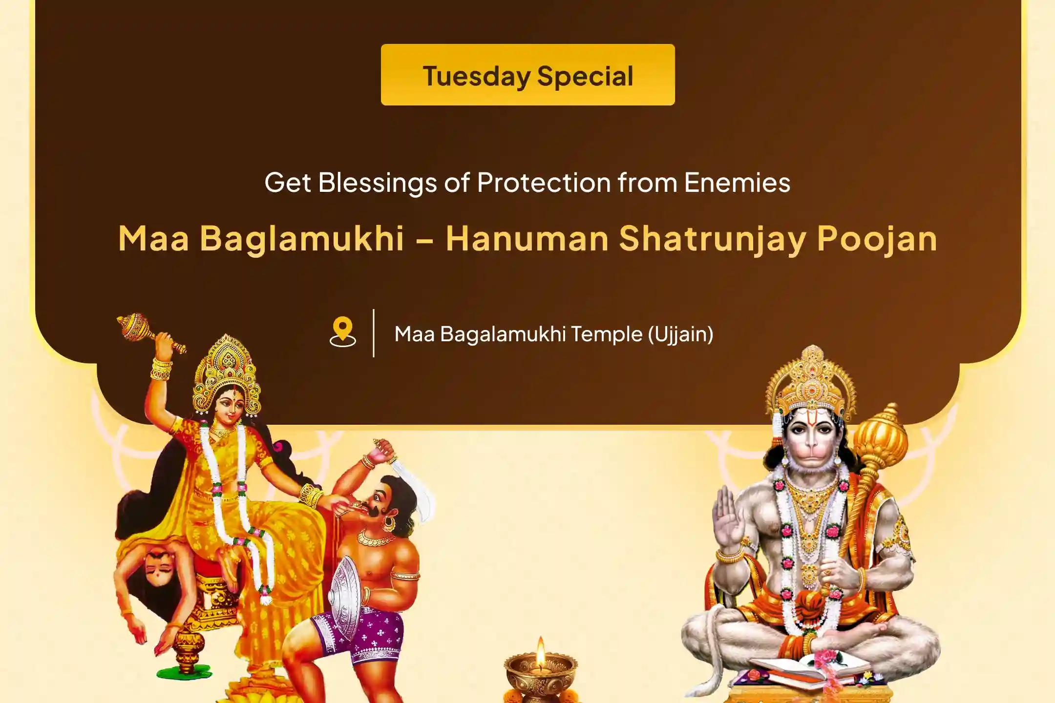 Join Maa Bagalamukhi Shatru Buddhi Vinashini Yagya and Hanuman Shatrunjay Pujan at Maa Baglamukhi Temple, Narsingh Ghat for Protection from Enemies and Destroying Negativity🛡️ 🌟