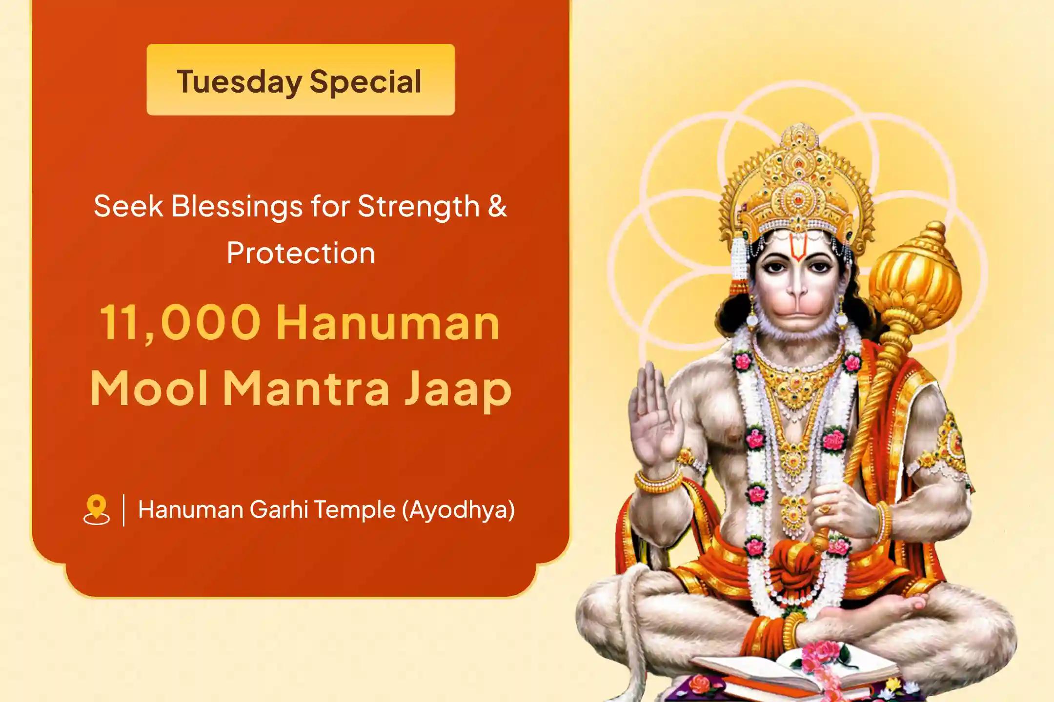 Join Hanuman Garhi 11,000 Hanuman Mool Mantra Jaap, Sindoor Abhishek and Sunderkand Path at Shri Hanuman Garhi Temple for divine protection and Unsheakable strength. 🛡️ 🌟