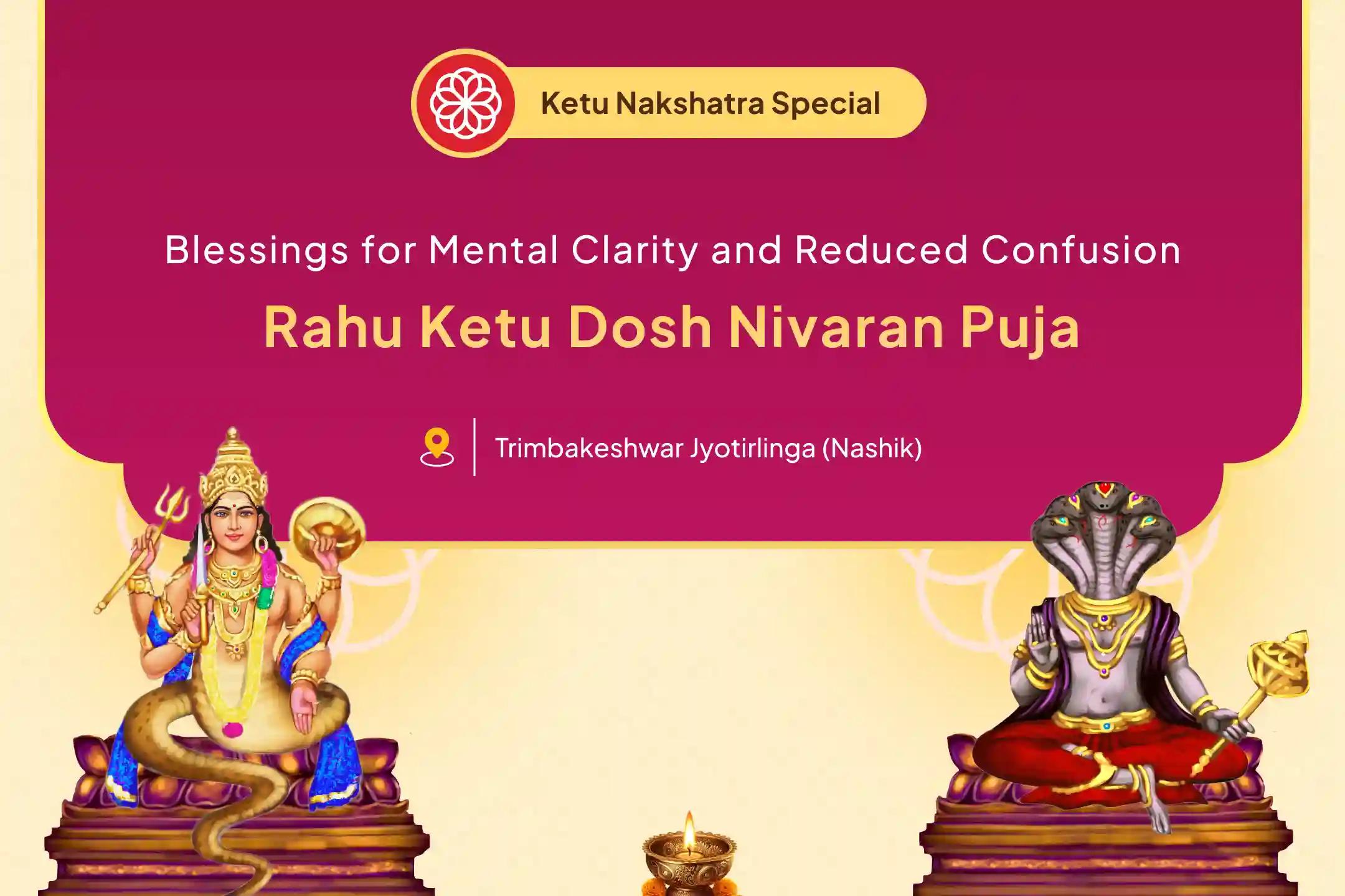 Participate in the Ketu Nakshatra Special - Rahu Ketu Dosh Nivaran Puja with Rudrabhishek, to seek blessings for mental clarity and freedom from confusion in life.