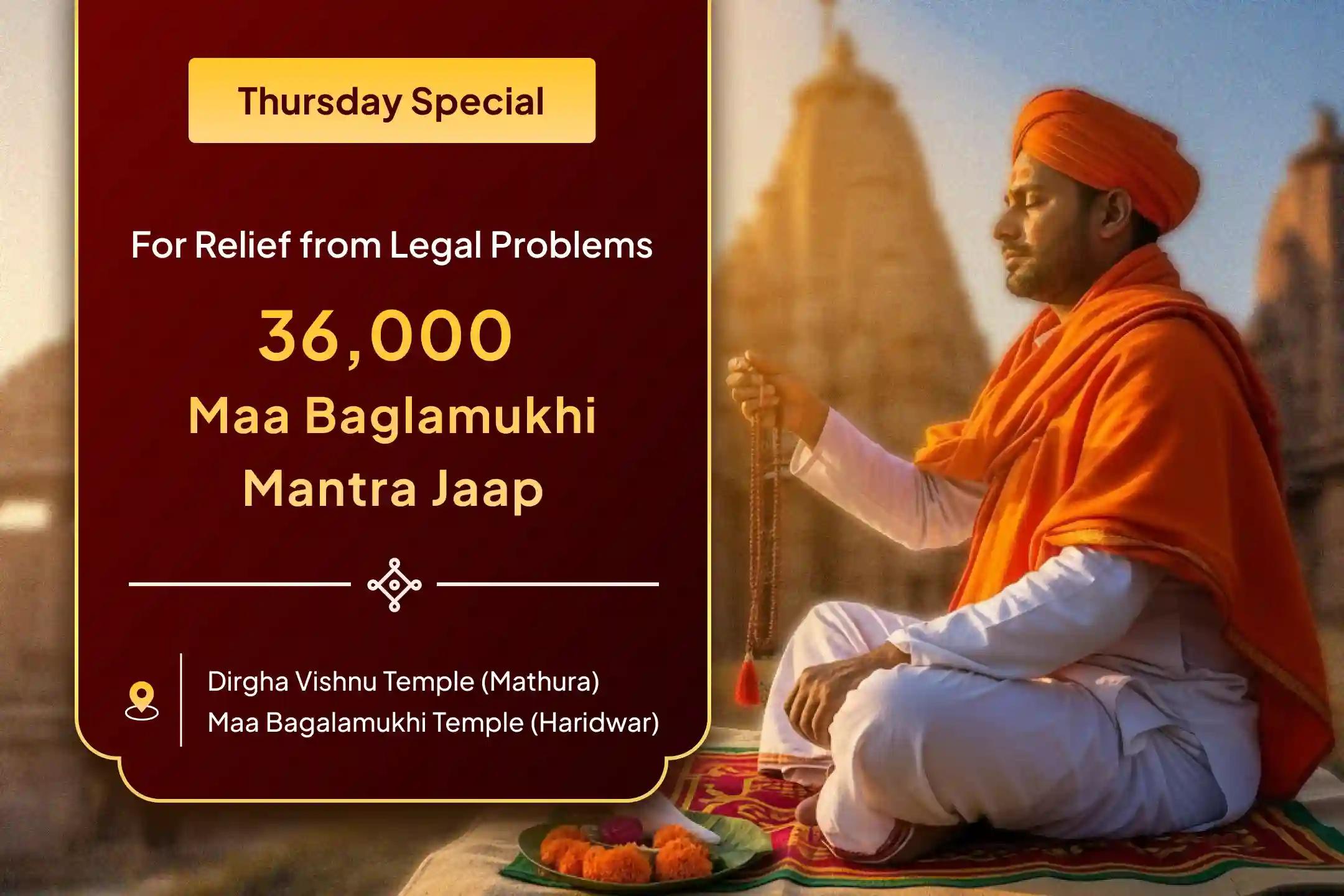 ⚖️ 🙏🌸🔥 Be part of the special Narayan–Baglamukhi Thursday Mahaanushthan performed by 36 Brahmins, for blessings to resolve legal battles and ensure victory.