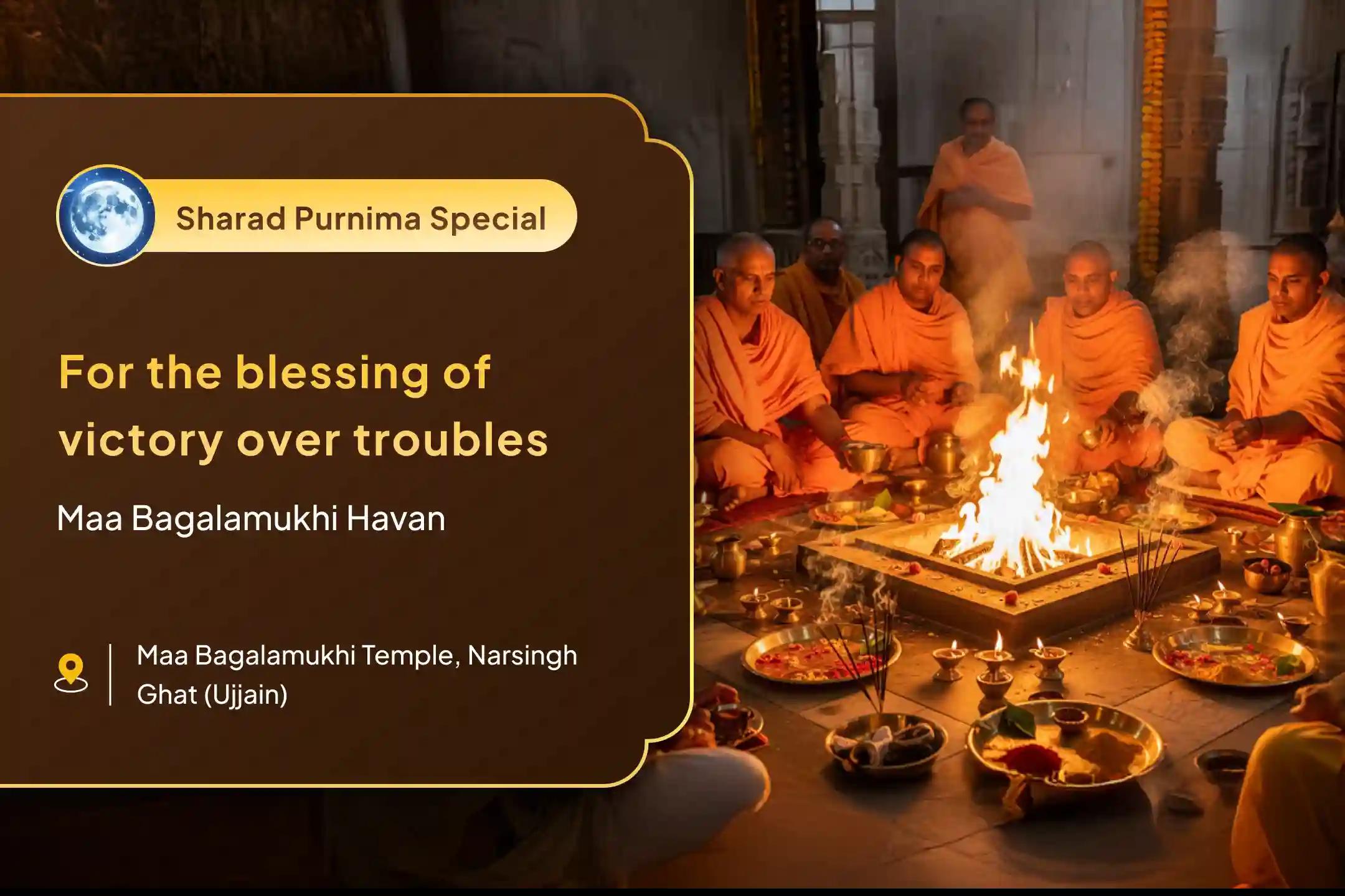 ✨ To gain control over difficult and uncontrolled situations 🌕 On the auspicious occasion of Sharad Purnima, perform 🔱 Bagalamukhi Havan and 📿 36,000 Mool Mantra Jaap by 21 Brahmins 🙏