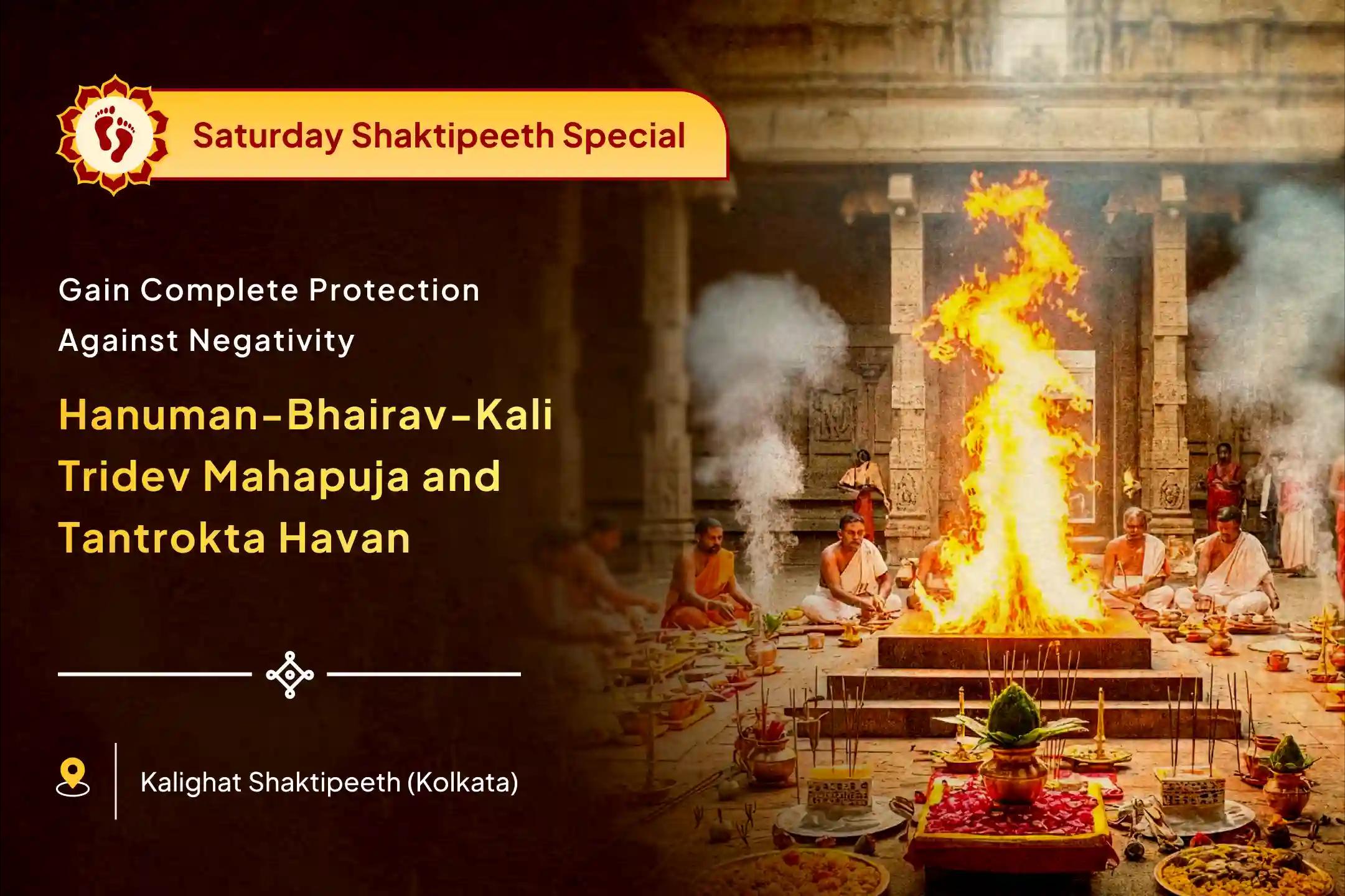Do obstacles, conflicts, and fear keep holding you back? With Hanuman’s strength, Bhairav’s guardianship, and Kali’s fierce power, this puja prays for your victory 🕉️