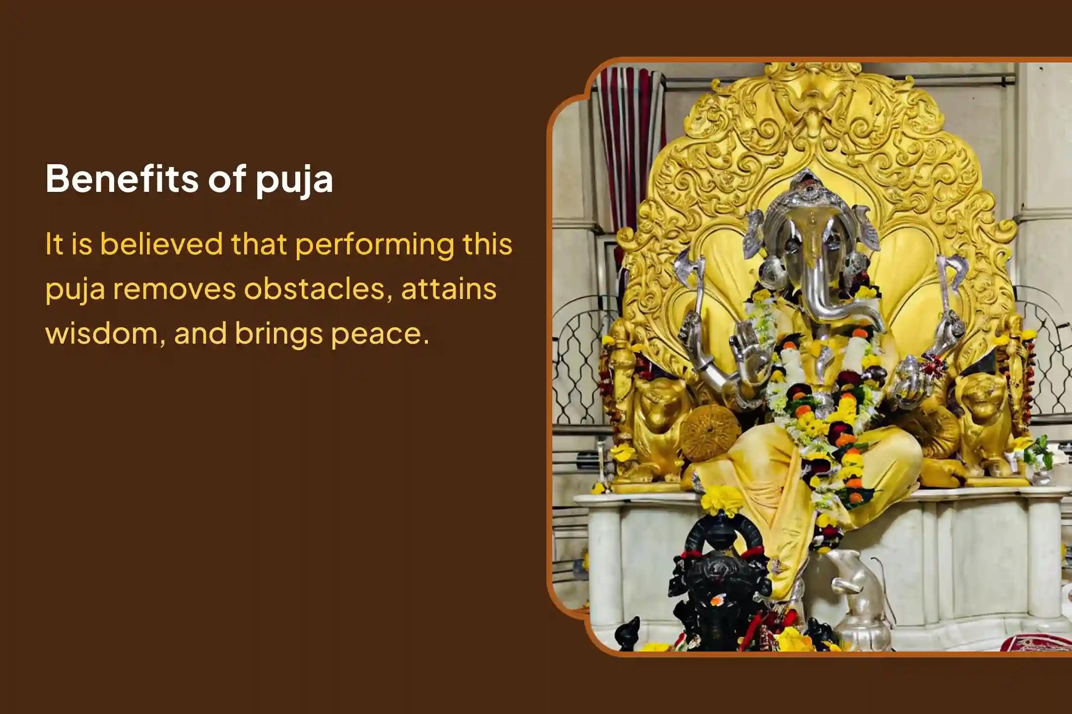 Participate in the Sankashti Chaturthi Ganesh Puja Special Sankatahara Chaturthi Ganapathi Homa, and Ganapathi Abhishekam to remove obstacles, attain wisdom, and peace