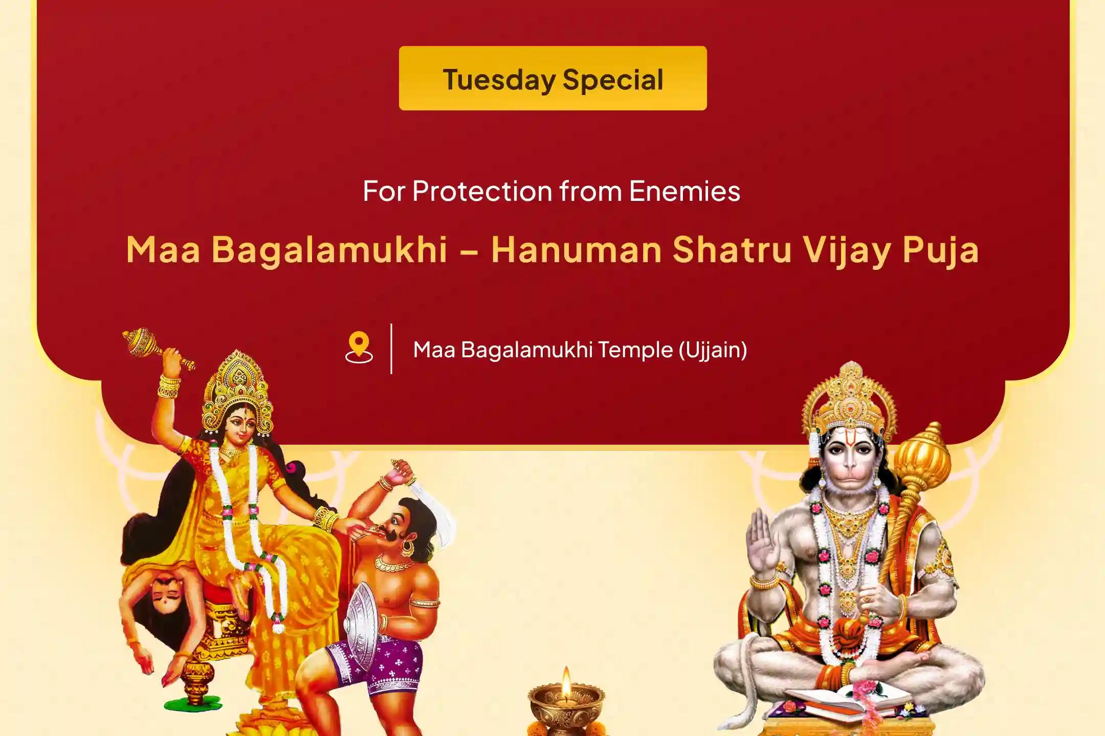 🛡️ 🌟 Join the Maa  Bagalamukhi Shatru Buddhi Vinashini Yajna and Hanuman Shatru Vijay Puja at Maa  Bagalamukhi Temple for protection from enemies and relief from negativity