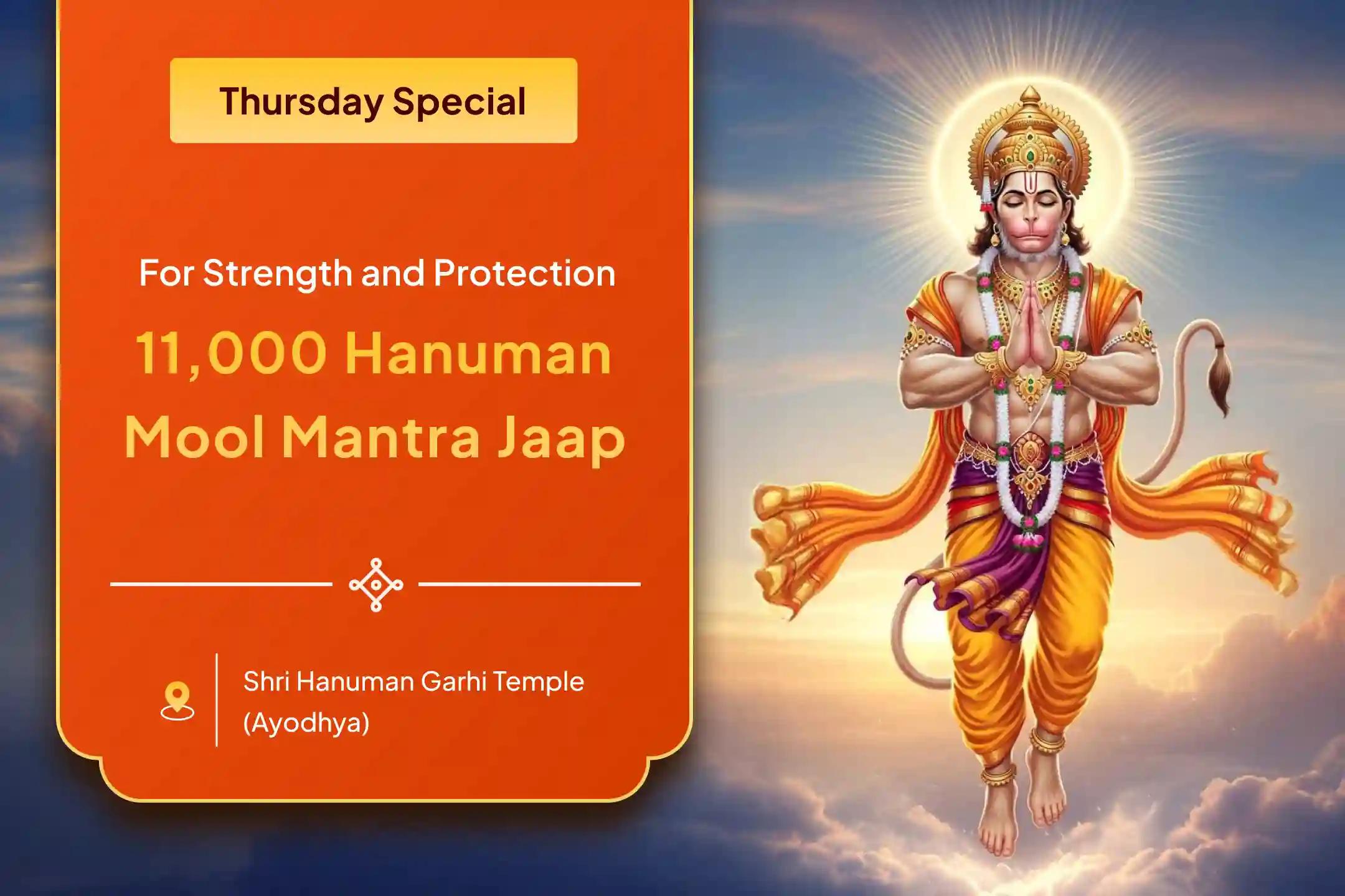 On this powerful Tuesday, receive divine protection and unwavering strength through 11,000 Hanuman Mool Mantra Jaap, Sindoor Abhishek, and Sunderkand Path