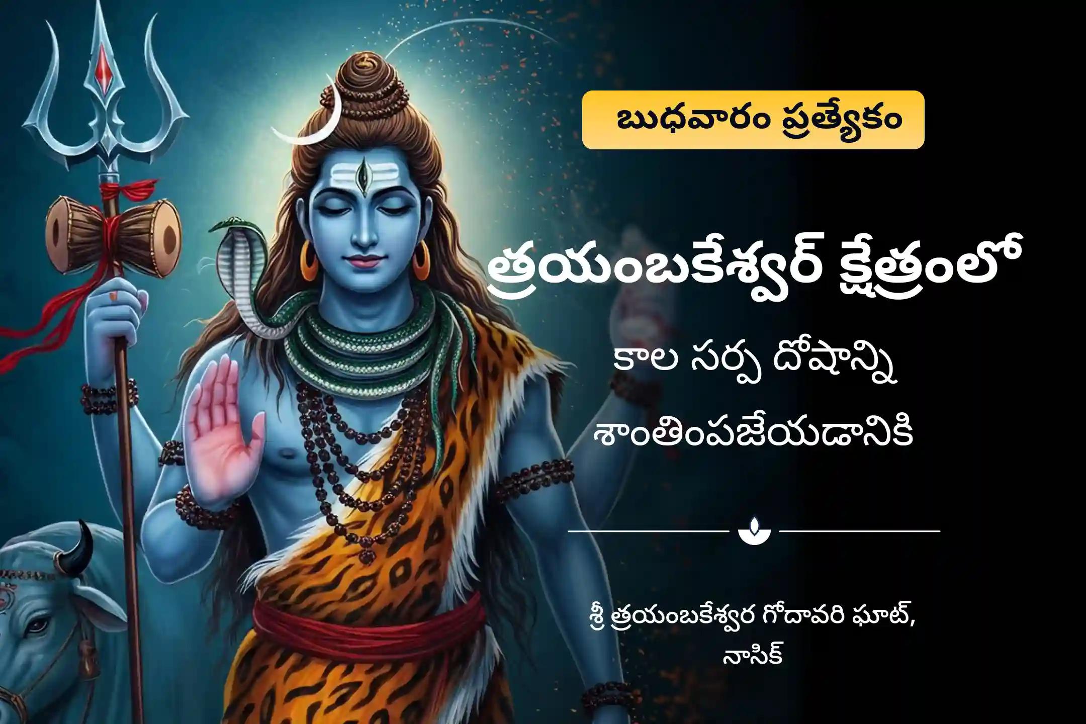 నిర్భయత మరియు మానసిక స్థిరత్వాన్ని సాధించడం కోసం బుధవారం కాల సర్ప త్రయంబకేశ్వర గోదావరి క్షేత్రం ప్రత్యేక కాల సర్ప దోష శాంతి పూజలో పాల్గొనండి.