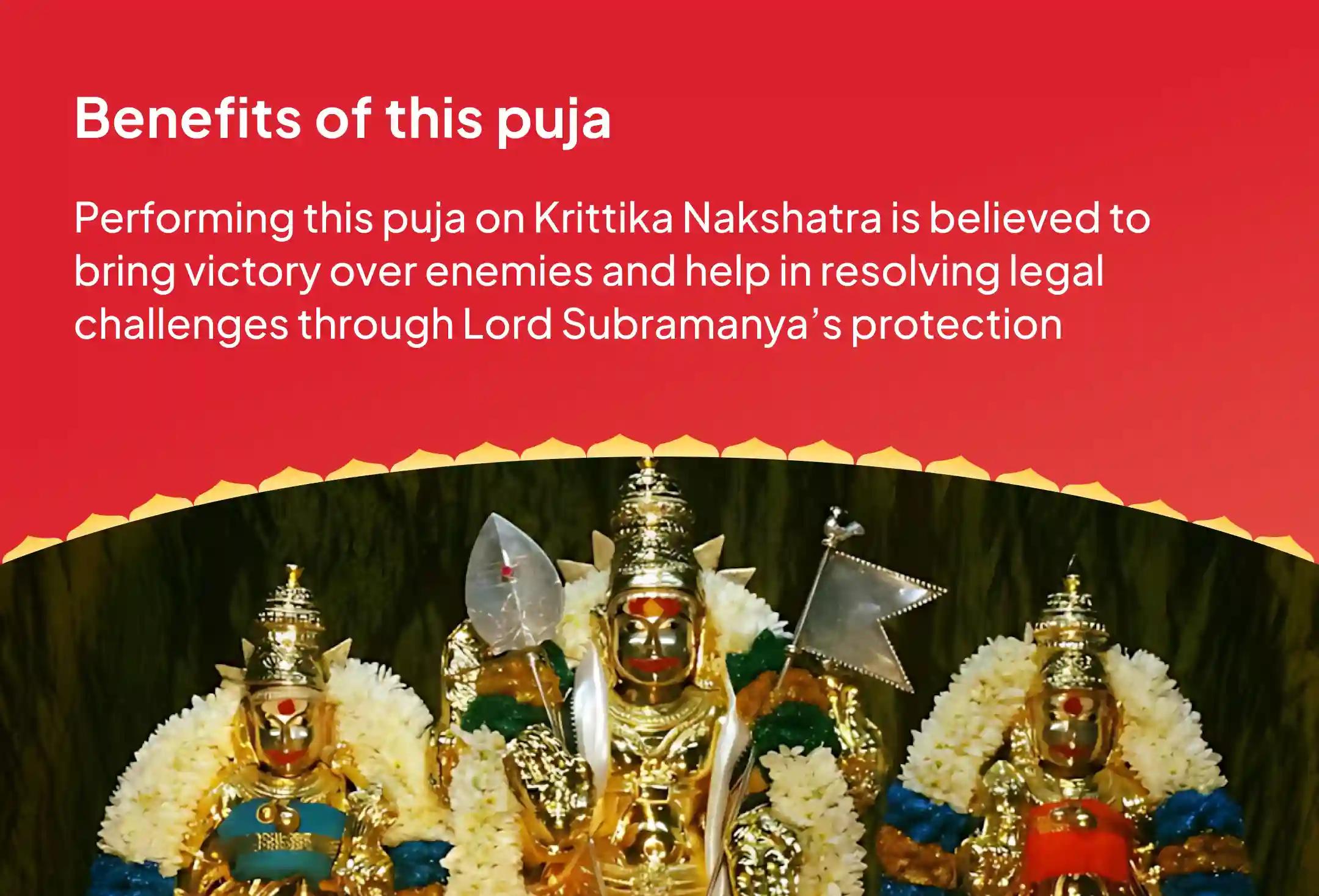 Participate in the Krittika Nakshatra Subramanya Special 666 Shanmukha Tarpanam and 36 Skanda Shashti Kavacham for victory over enemies and in court cases.