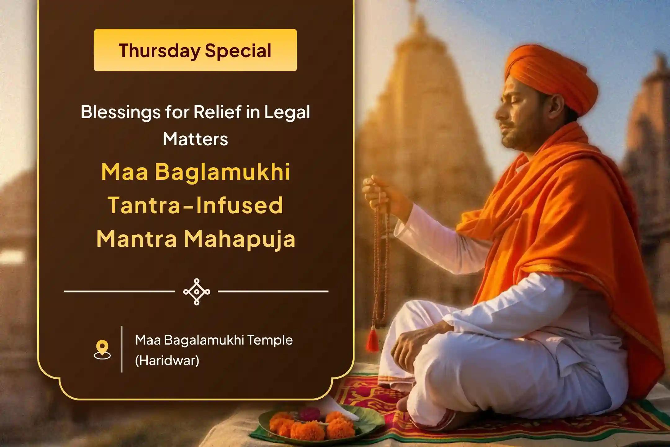 ⚡This Thursday, join the Maa Bagalamukhi Tantra Yukta Mantra Nyasa Puja for divine blessings of victory in court cases and protection from defamation 🙏