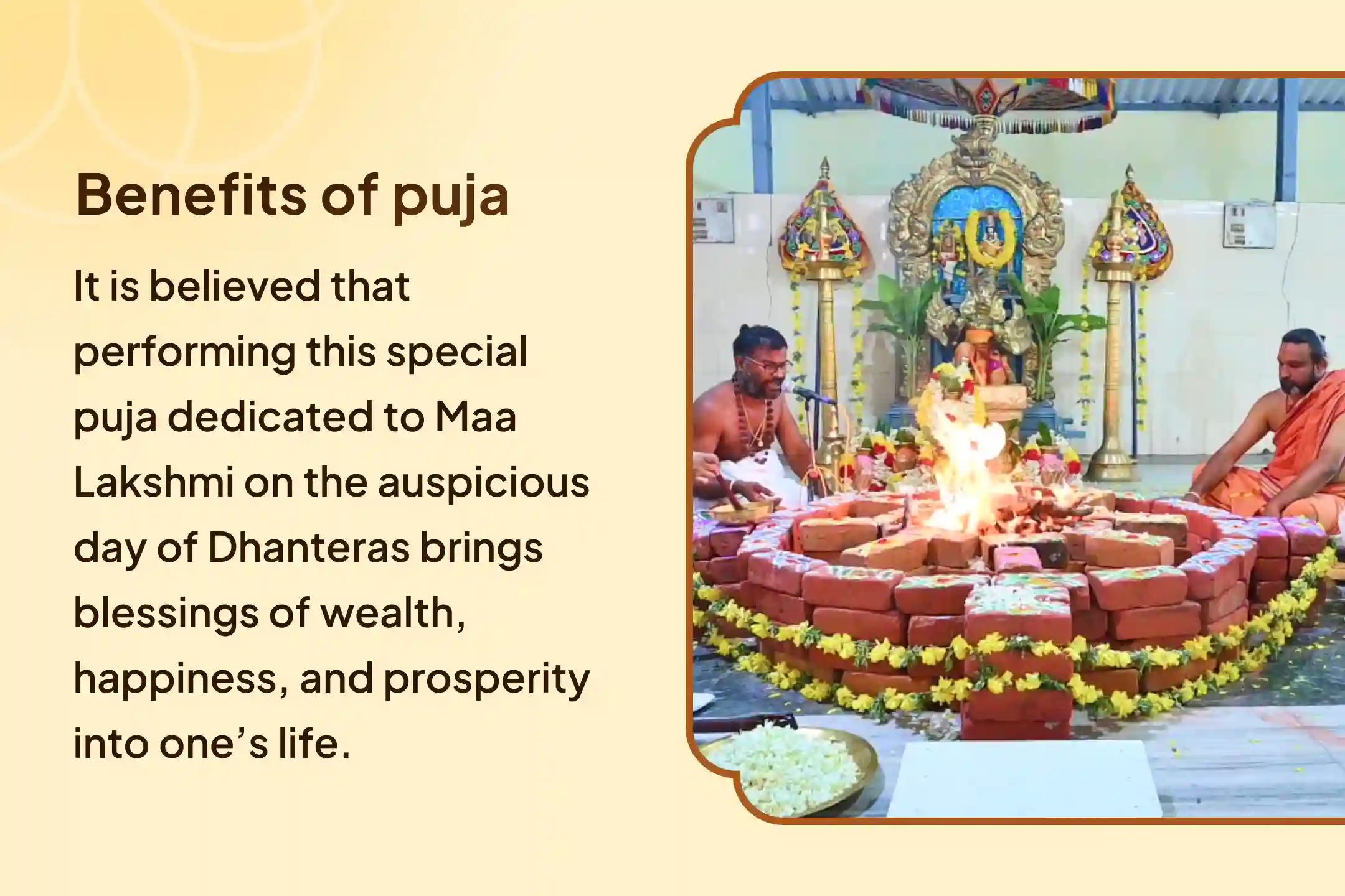 On the holy day of Dhanteras 🌸 invoke the divine grace of Maa Lakshmi 🙏 through 21 Lakh Lakshmi Beej Mantra Jaap, Shri Yantra Pujan and Dhan Prakash yagya and receive the blessing of wealth and prosperity 💰✨
