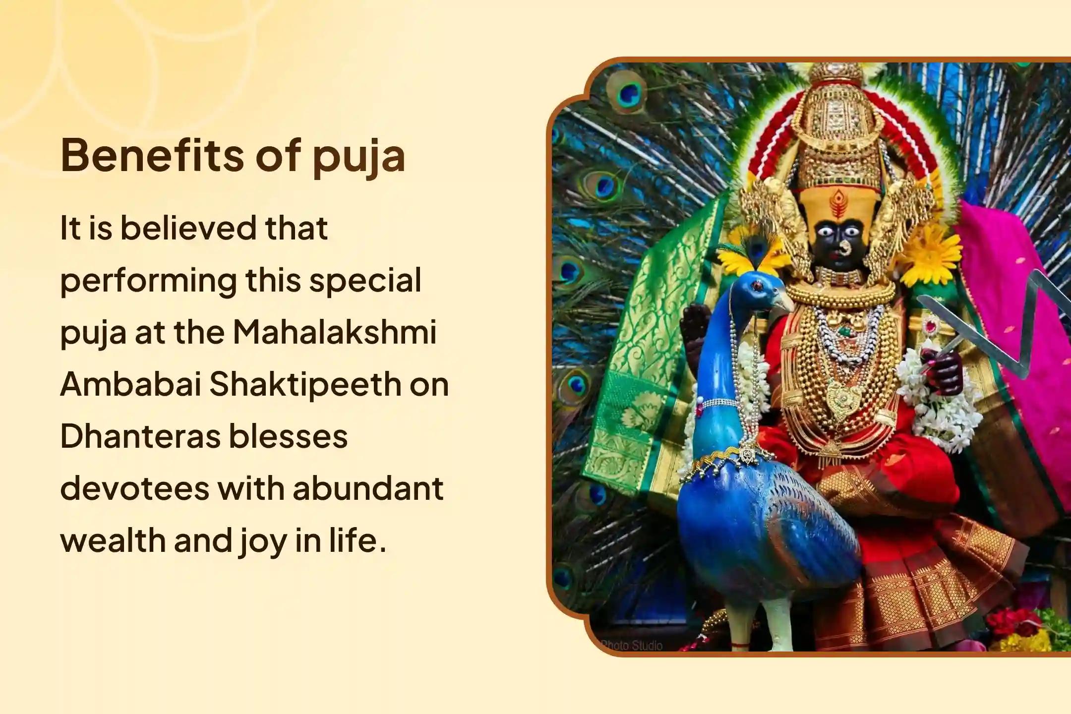Participate in the Dhanteras Special 11,000 Mahalakshmi Mantra Jaap, Vaibhav Lakshmi Puja, and Dhan Samriddhi Havan at the Mahalakshmi Shaktipeeth to attract wealth and prosperity into your home with Mahalakshmi's blessings this Dhanteras. 🙏