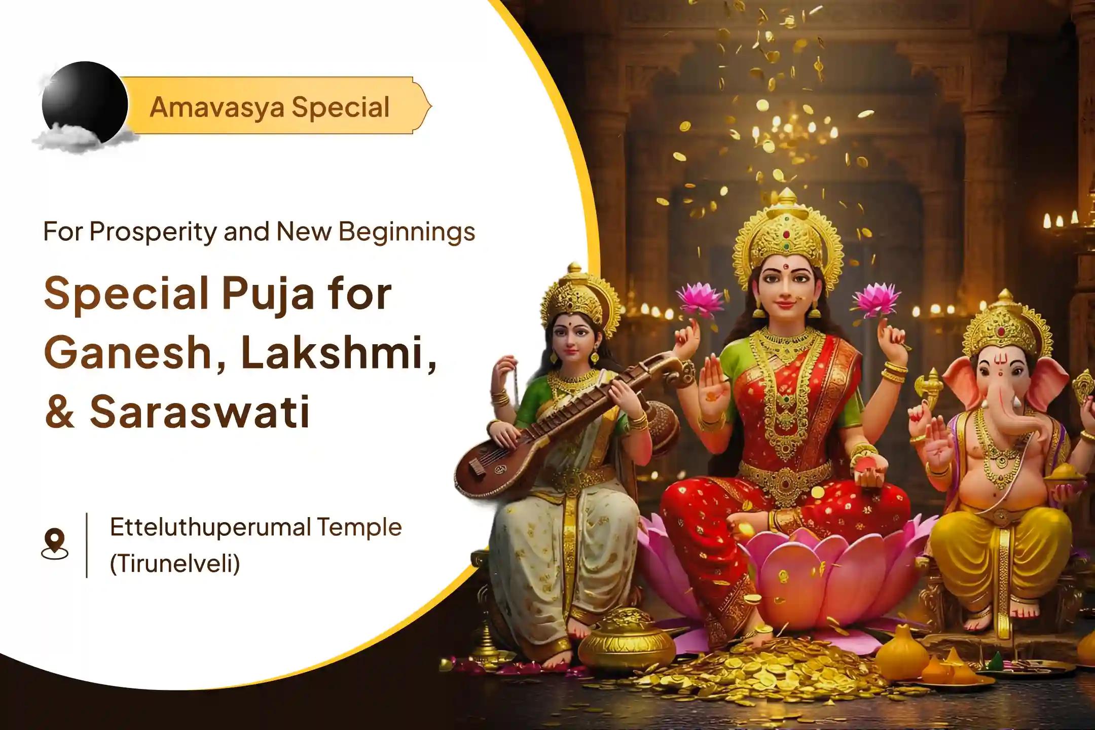 Get Ganesha, Lakshmi, and Saraswati Special Worship, Ganesha Sarva Siddhi Puja, Lakshmi Dhana Akarshana Patha, Saraswati Vidyarambha Puja and yagya this Diwali for prosperity, new beginnings, and victory over laziness