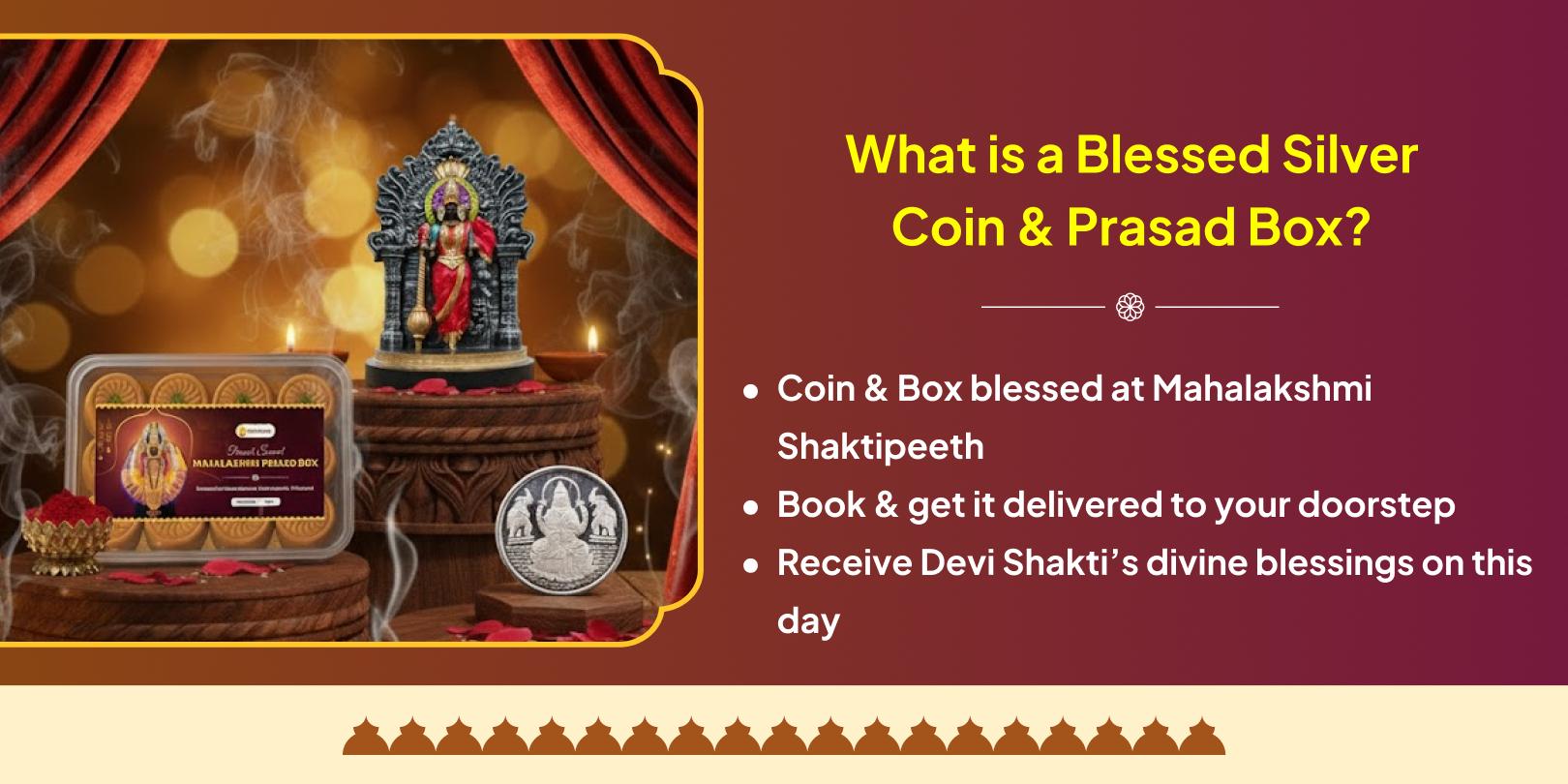 Diwali Mahotsav Mahalakshmi Shaktipeeth blessed Silver Coin & Prasad Delivery