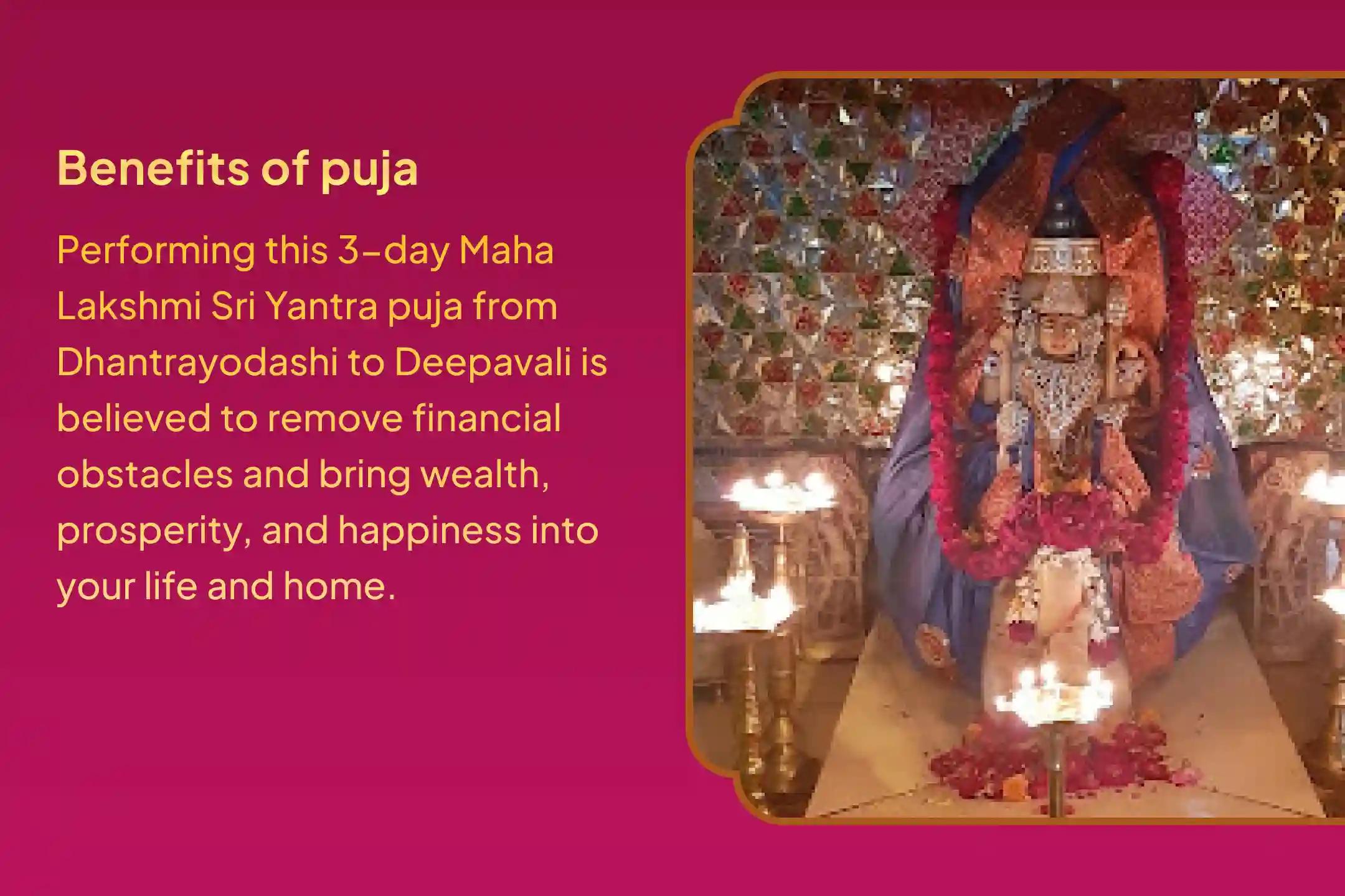 अपने घर को मज़बूत बनाने और कर्ज से मुक्ति पाने के लिए एक विशेष पूजा। महालक्ष्मी श्री यंत्र को घर लाने के लिए, 51 ब्राह्मणों द्वारा 3 दिनों तक श्री यंत्र को मज़बूत बनाने के लिए एक विशेष पूजा में भाग लें - 11 लाख बीज मंत्र