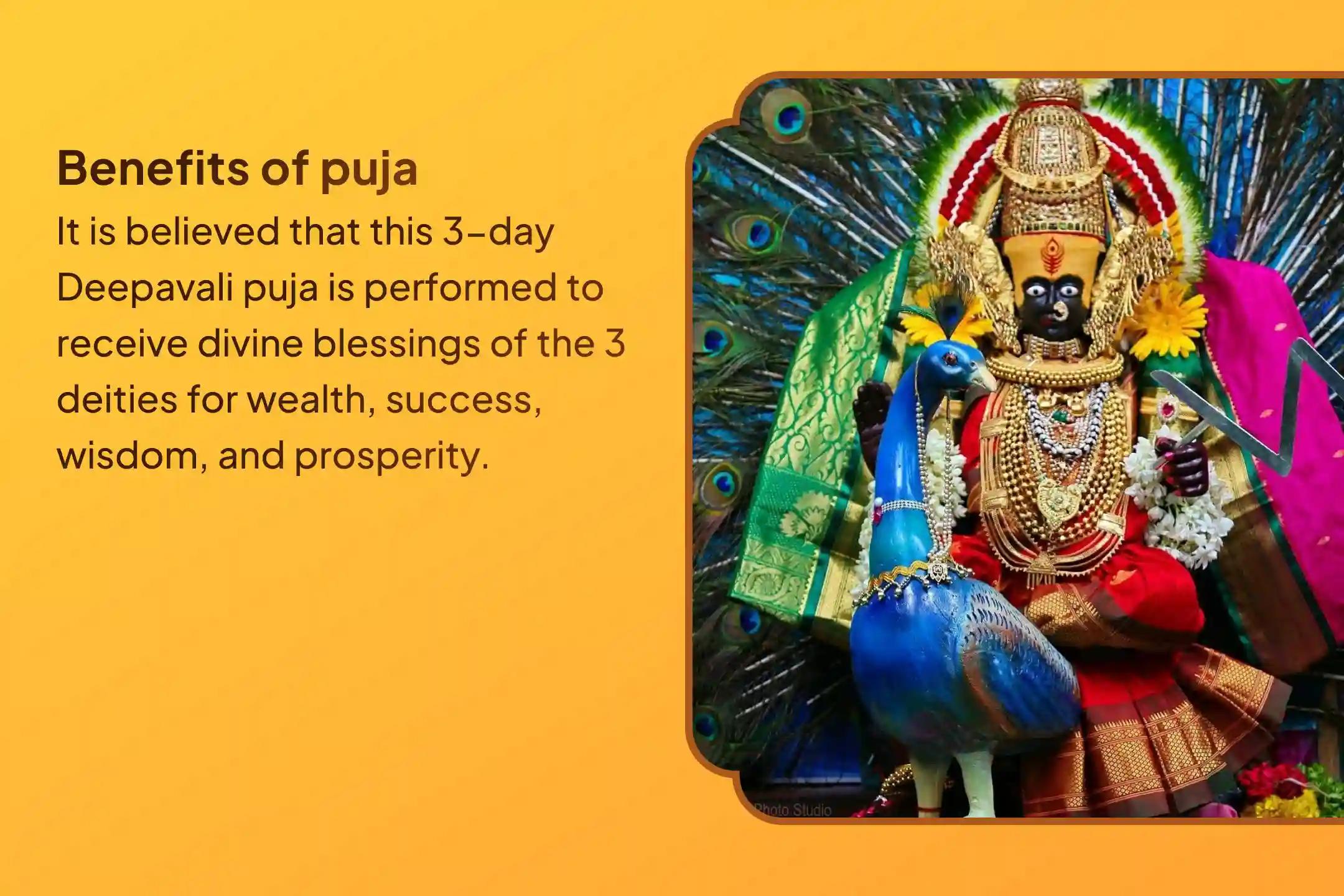 Participate in the 3-Day Dhanteras to Deepavali - Ganesh Lakshmi Saraswathi Mahapuja to bring home the blessings of Ganesh, Lakshmi, and Saraswati for abundance, wealth, and prosperity