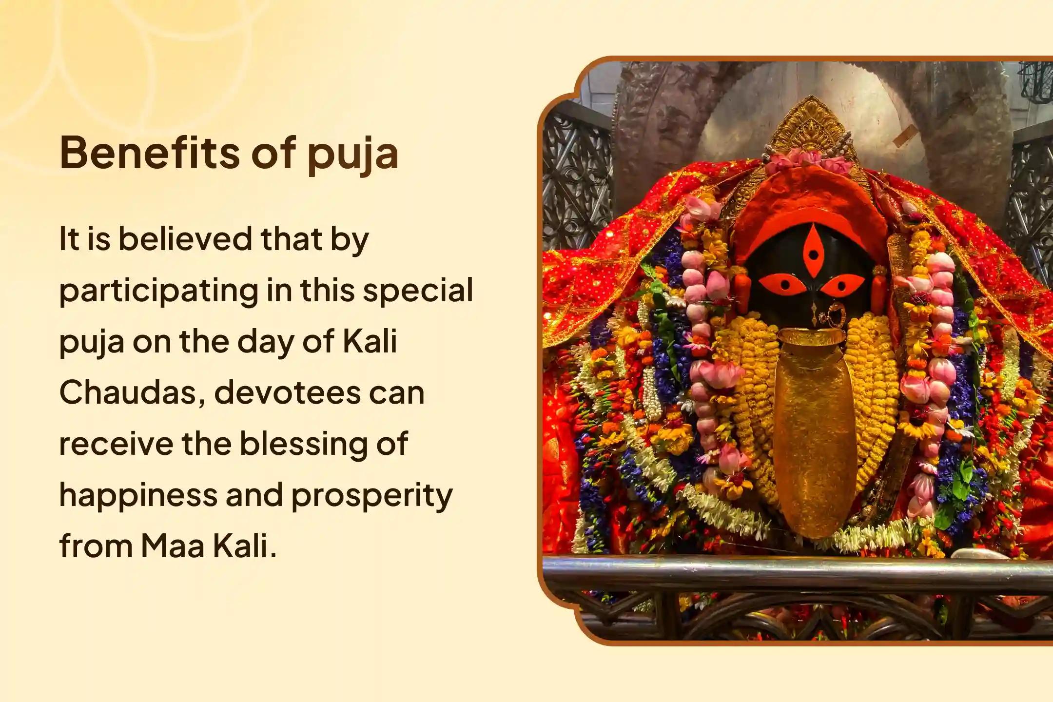 On the powerful day of Kali Chaudas, perform the ritual organized at the Kalighat Shaktipeeth Temple with the help of Maa Kali's invocation and receive the blessing of wealth and prosperity ✨