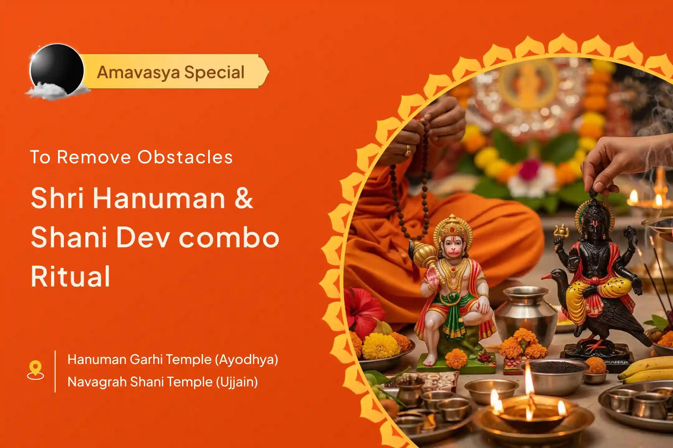 🔥✨ On this Amavasya, receive relief from all obstacles with Sindoor–Chandan Abhishek & 11,000 Hanuman Mool Mantra Jaap at Hanuman Garhi Temple, Ayodhya, along with Til Oil Abhishek to Shani Dev at the Navagrah Temple 🪔🪐