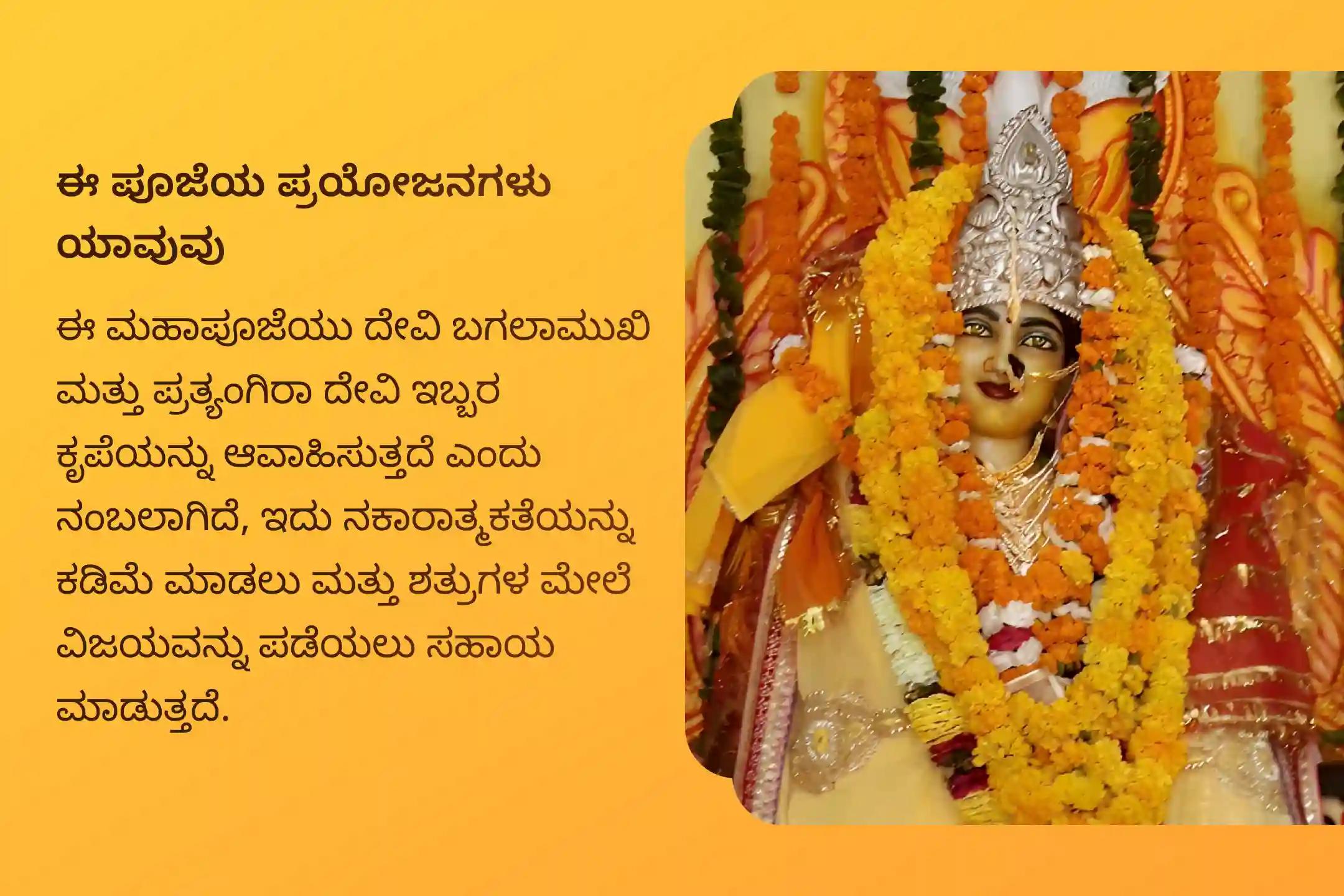 ಶತ್ರುಗಳ ಮೇಲೆ ವಿಜಯ ಮತ್ತು ಕಾನೂನು ಪ್ರಕರಣಗಳಲ್ಲಿ ಯಶಸ್ವಿ ಫಲಿತಾಂಶಗಳಿಗಾಗಿ ದೇವಿ ಬಗಲಾಮುಖಿಯ ಆಶೀರ್ವಾದಕ್ಕಾಗಿ ನರಕ ಚತುರ್ದಶಿ ವಿಶೇಷ 100 ಕೆ.ಜಿ ಕೆಂಪು ಮೆಣಸಿನಕಾಯಿ ಅಗ್ನಿ ಆಹುತಿ ಮಹಾ ಹೋಮದೊಂದಿಗೆ ಬಗಲಾಮುಖಿ-ಪ್ರತ್ಯಂಗಿರಾ ಪೂಜೆಯಲ್ಲಿ ಭಾಗವಹಿಸಿ